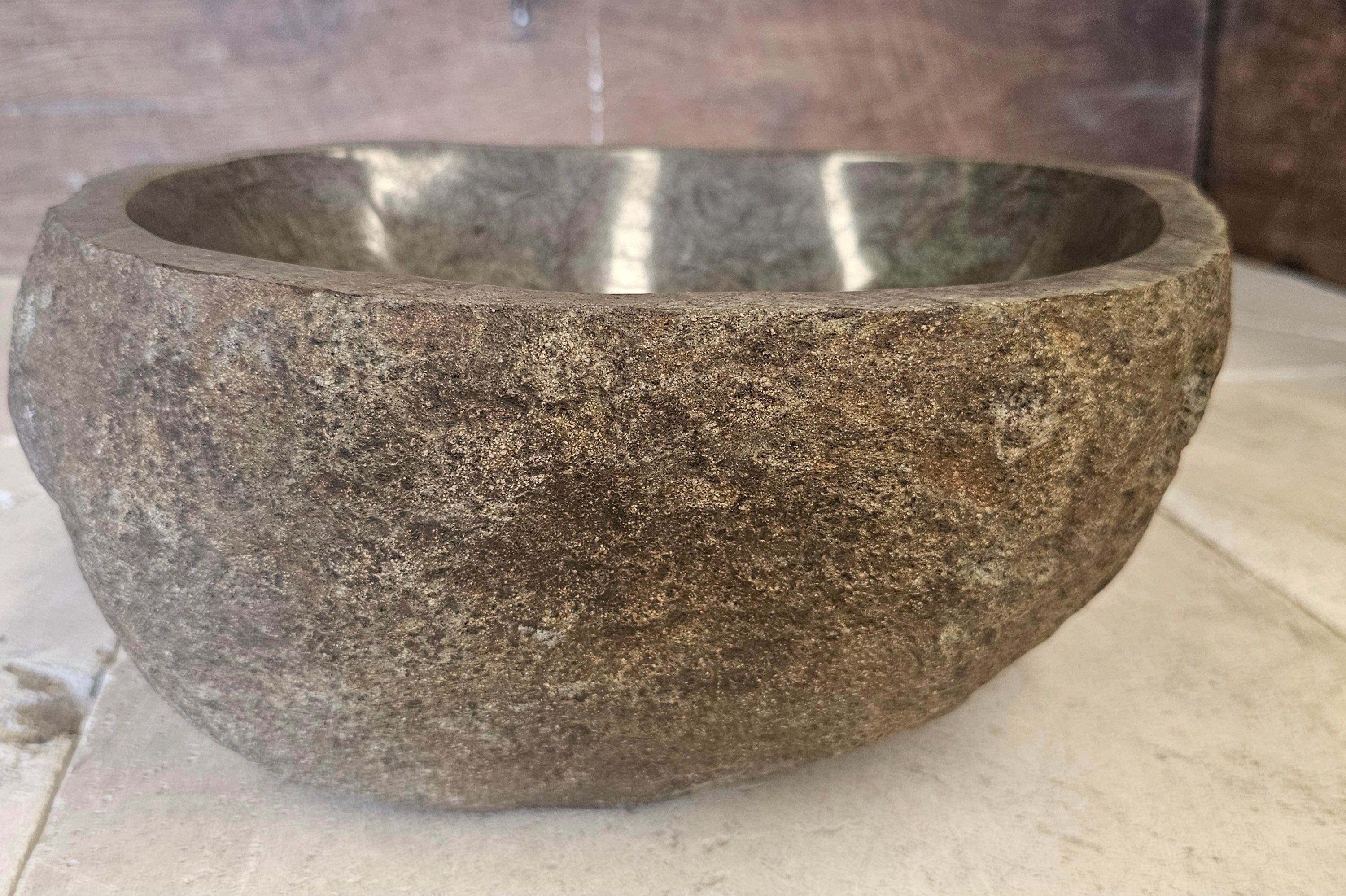 Handmade Natural Oval River Stone  Bathroom Basin  RS 2409063