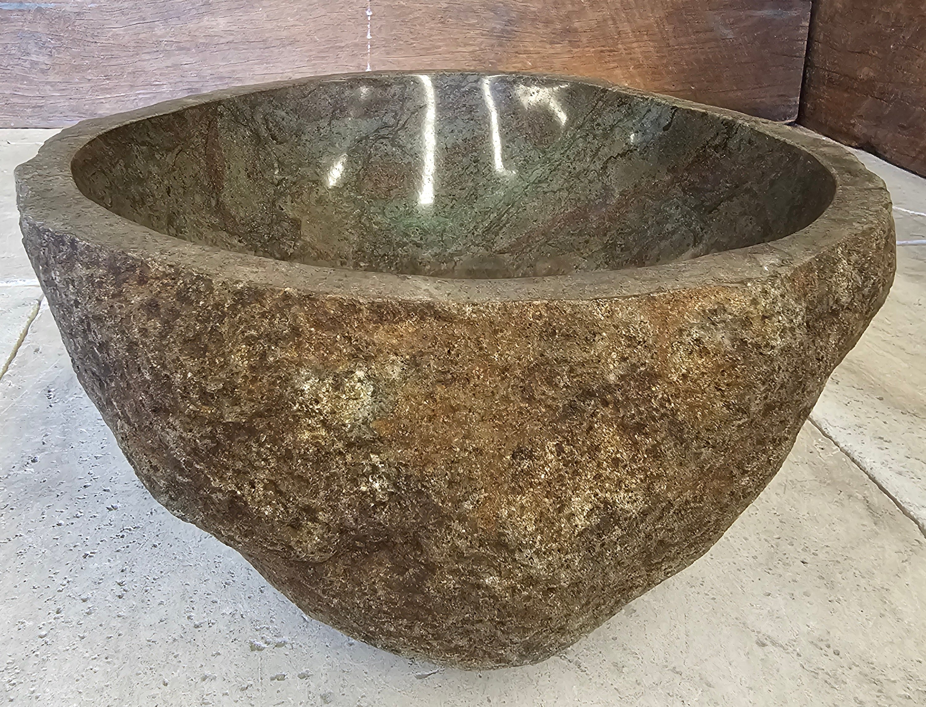 Handmade Natural Oval River Stone  Bathroom Basin  RS 2409063