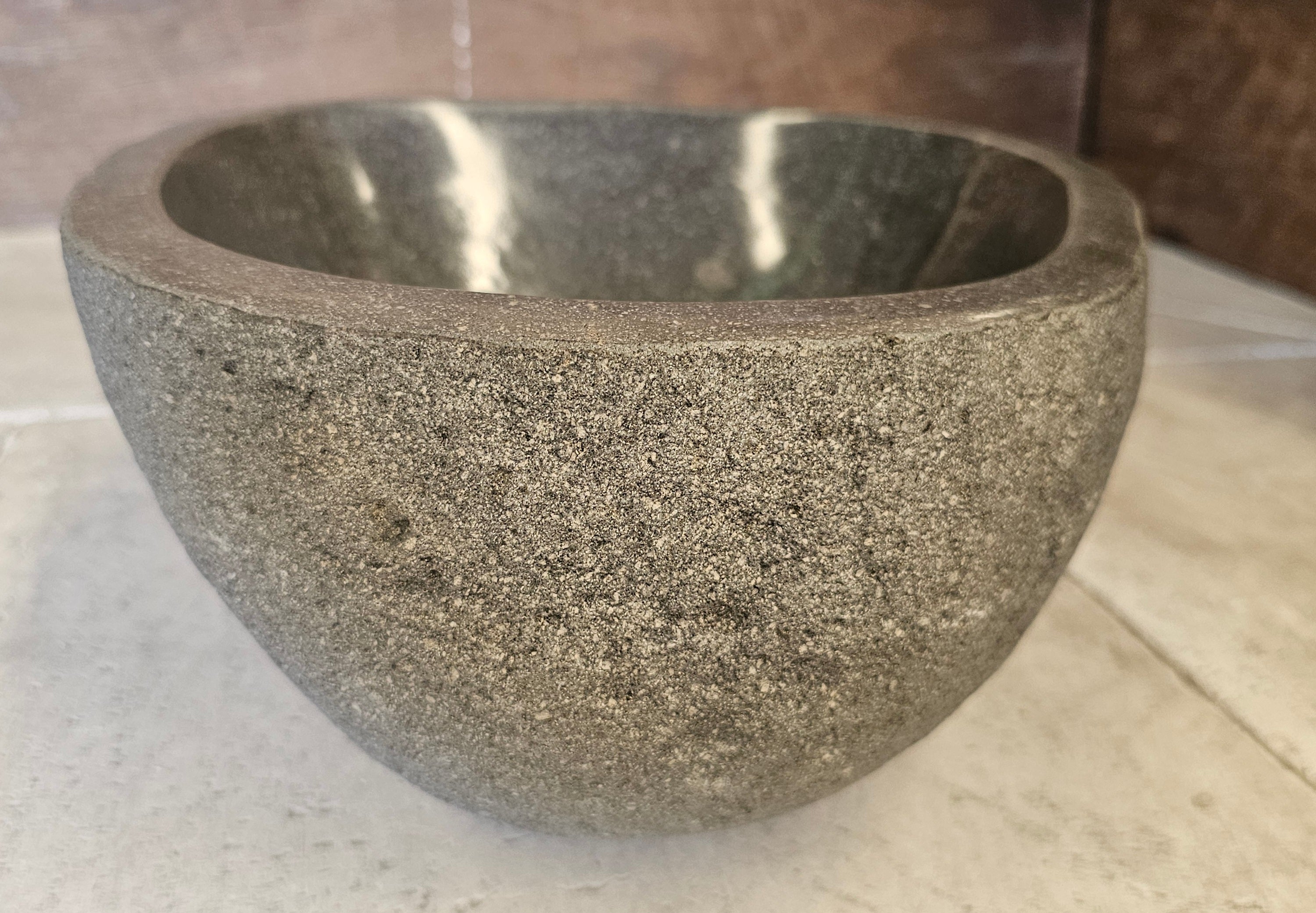 Handmade Natural Oval River Stone  Bathroom Basin  RS 2409110