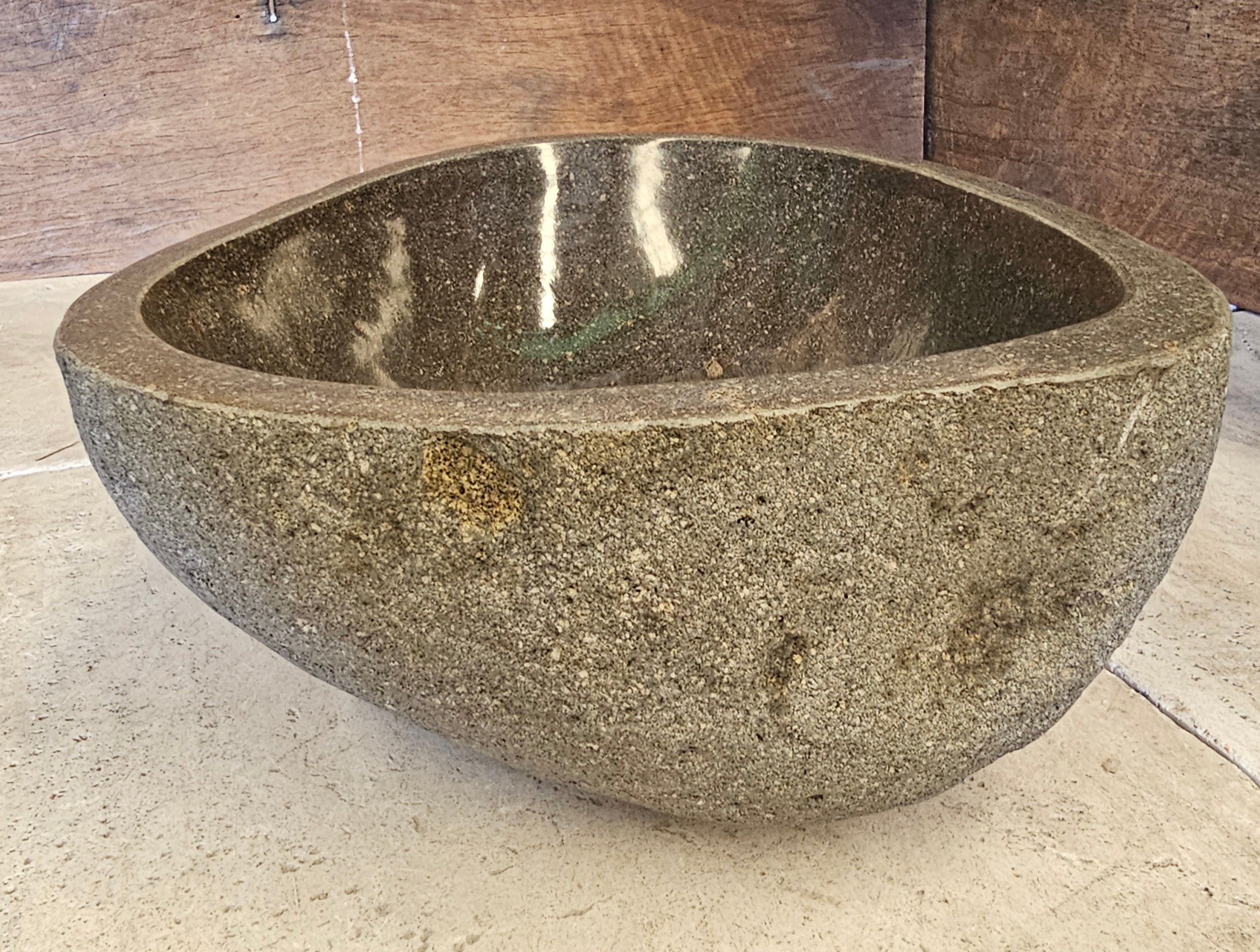 Handmade Natural Oval River Stone  Bathroom Basin  RS 2409110