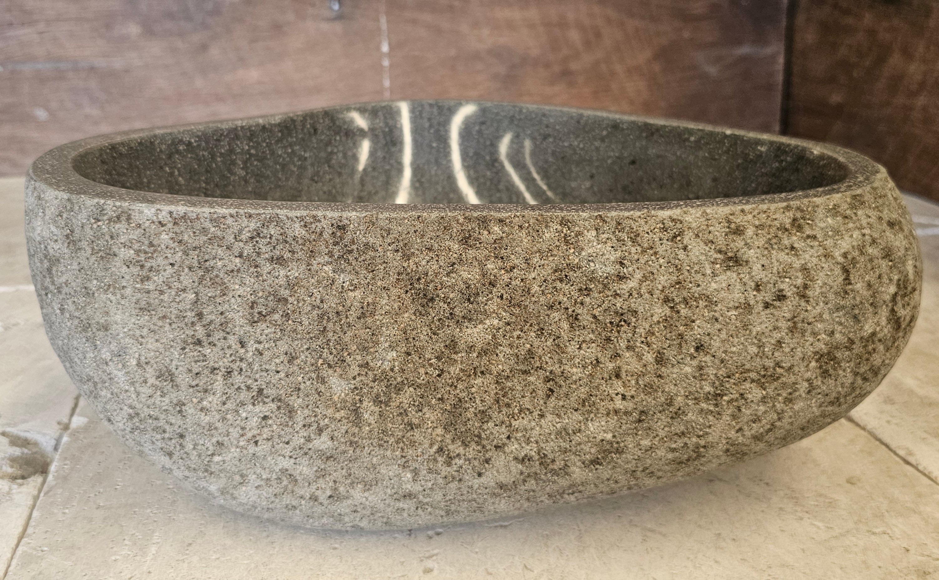 Handmade Natural Oval River Stone  Bathroom Basin  RS 2409114