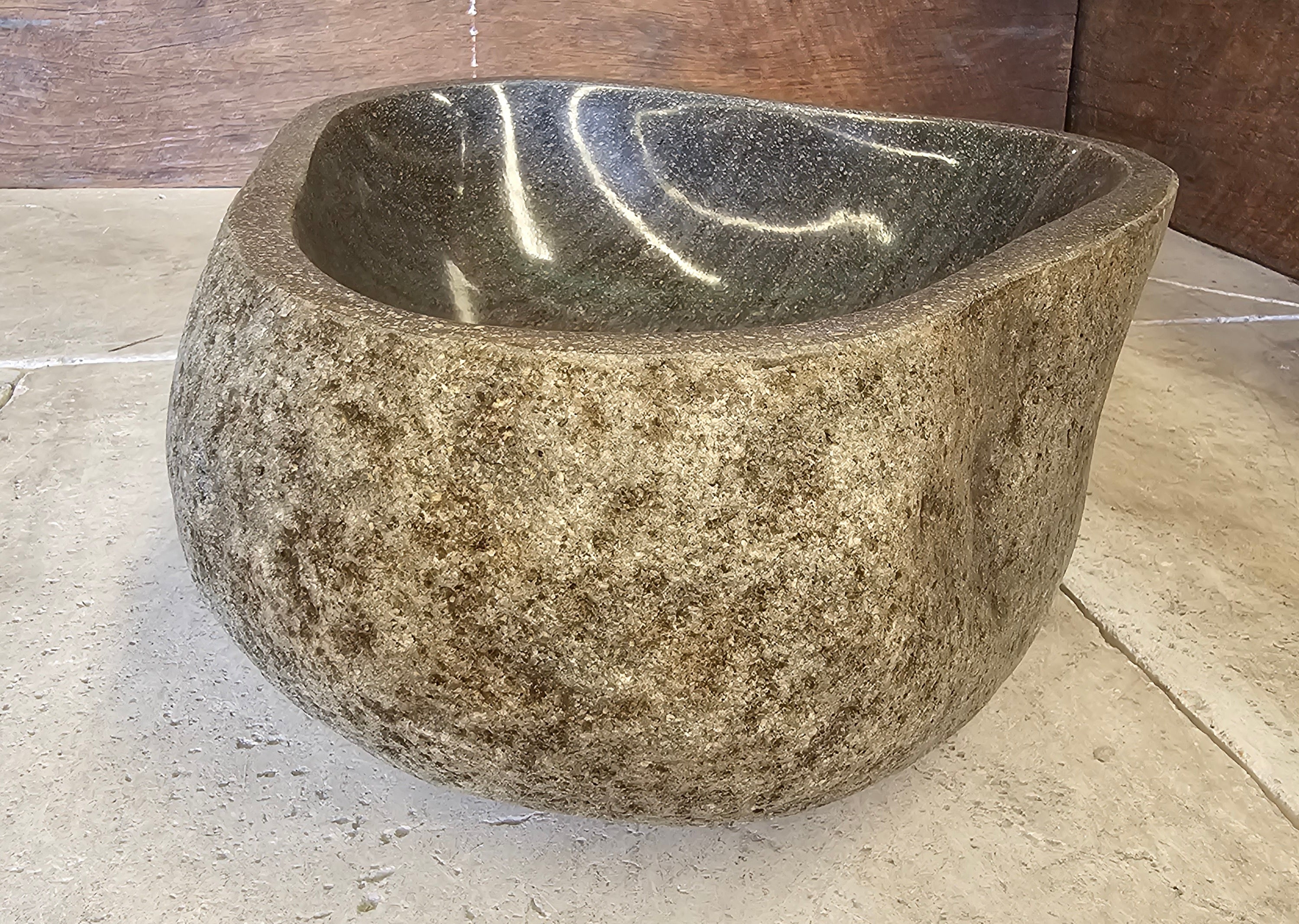 Handmade Natural Oval River Stone  Bathroom Basin  RS 2409114