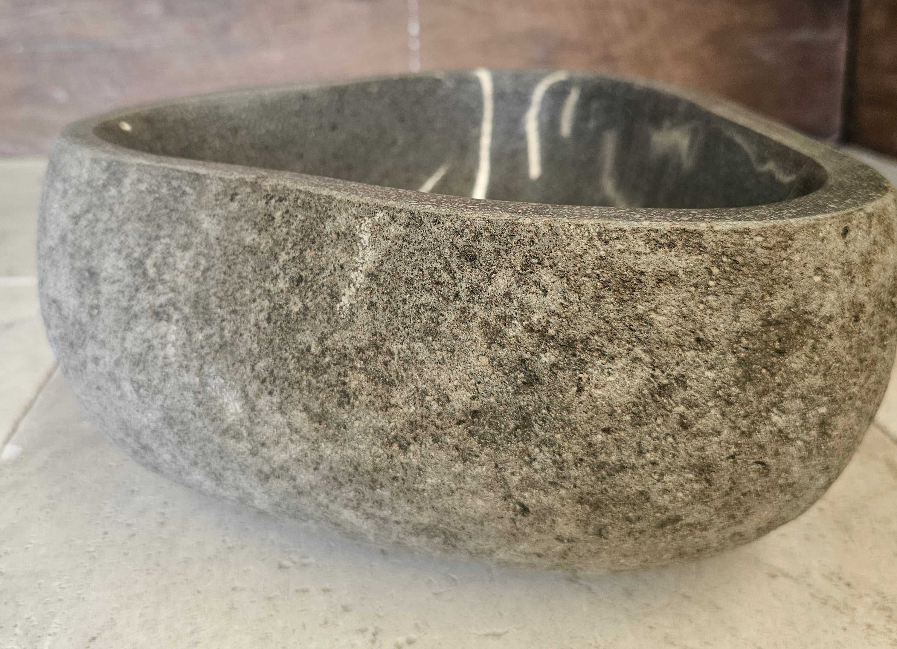 Handmade Natural Oval River Stone  Bathroom Basin  RS 2409114