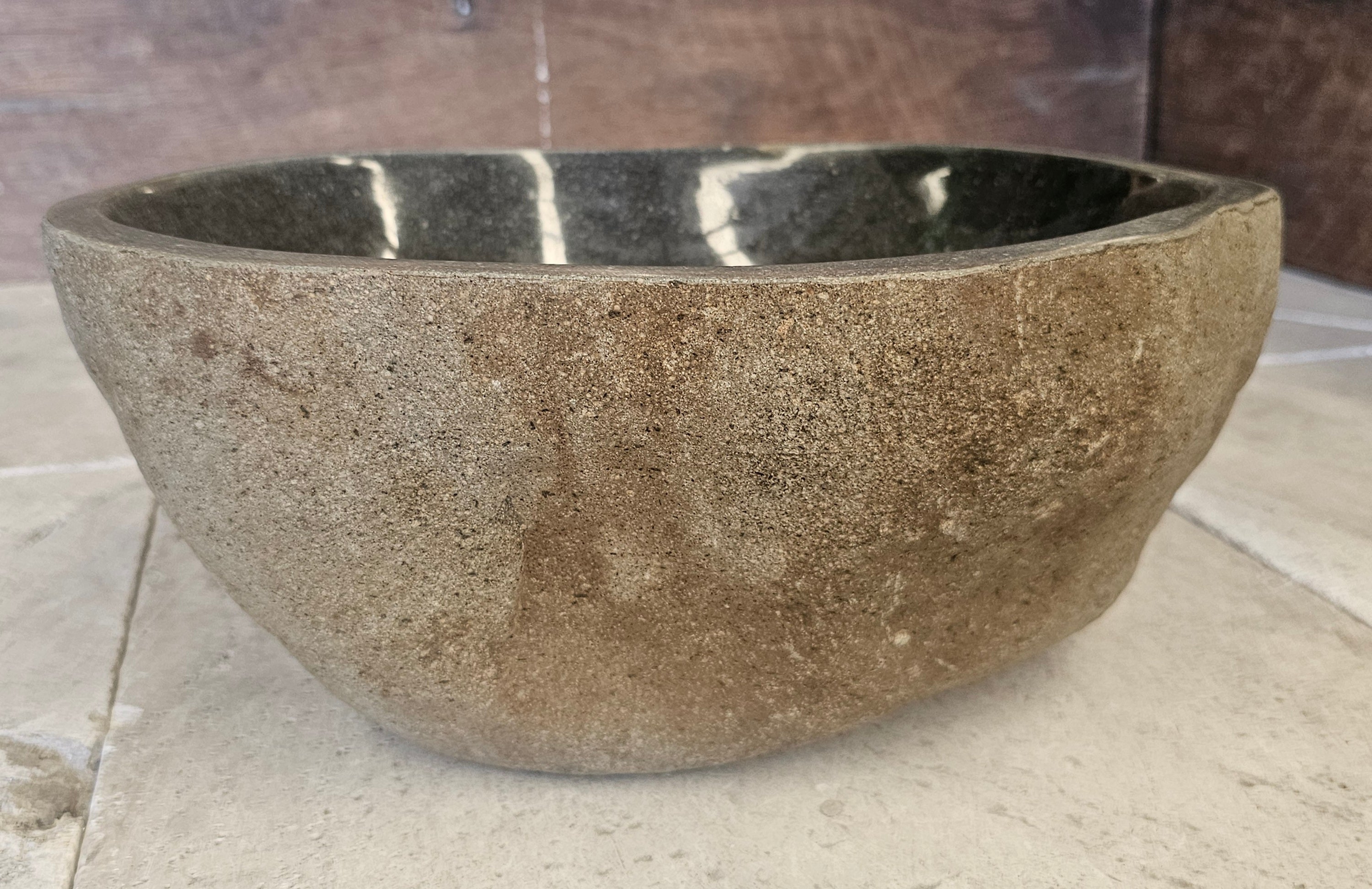 Handmade Natural Oval River Stone  Bathroom Basin  RS 2409100