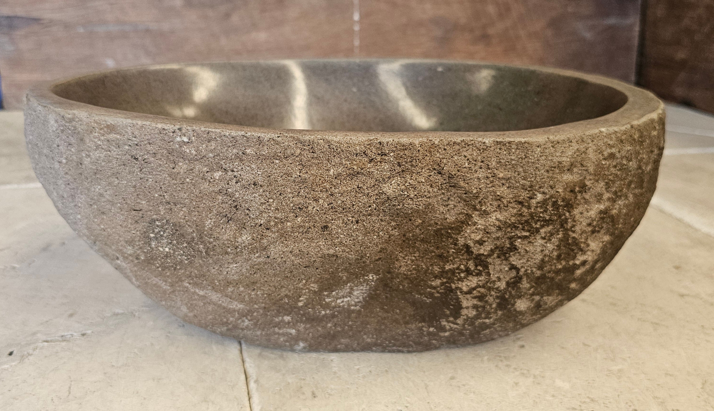 Handmade Natural Oval River Stone  Bathroom Basin  RS 2409085