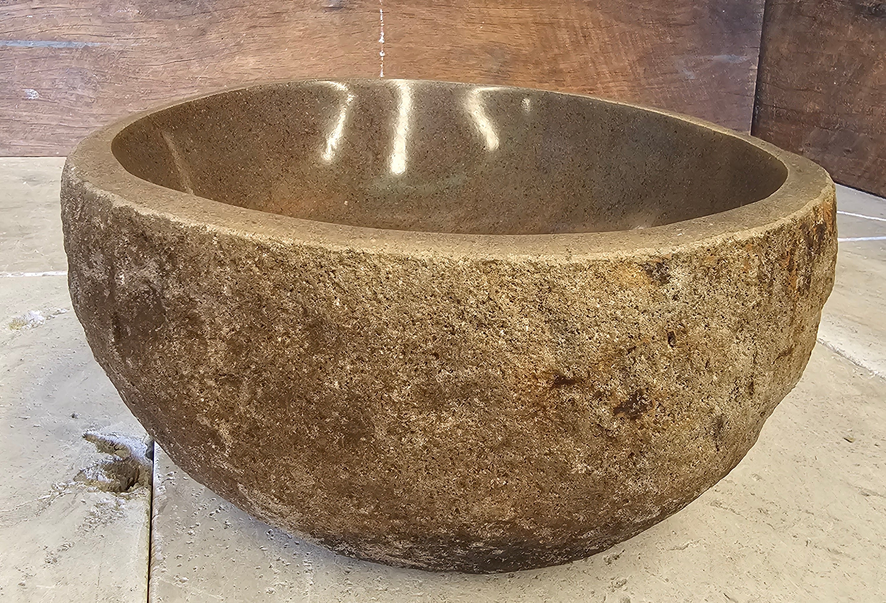 Handmade Natural Oval River Stone  Bathroom Basin  RS 2409085