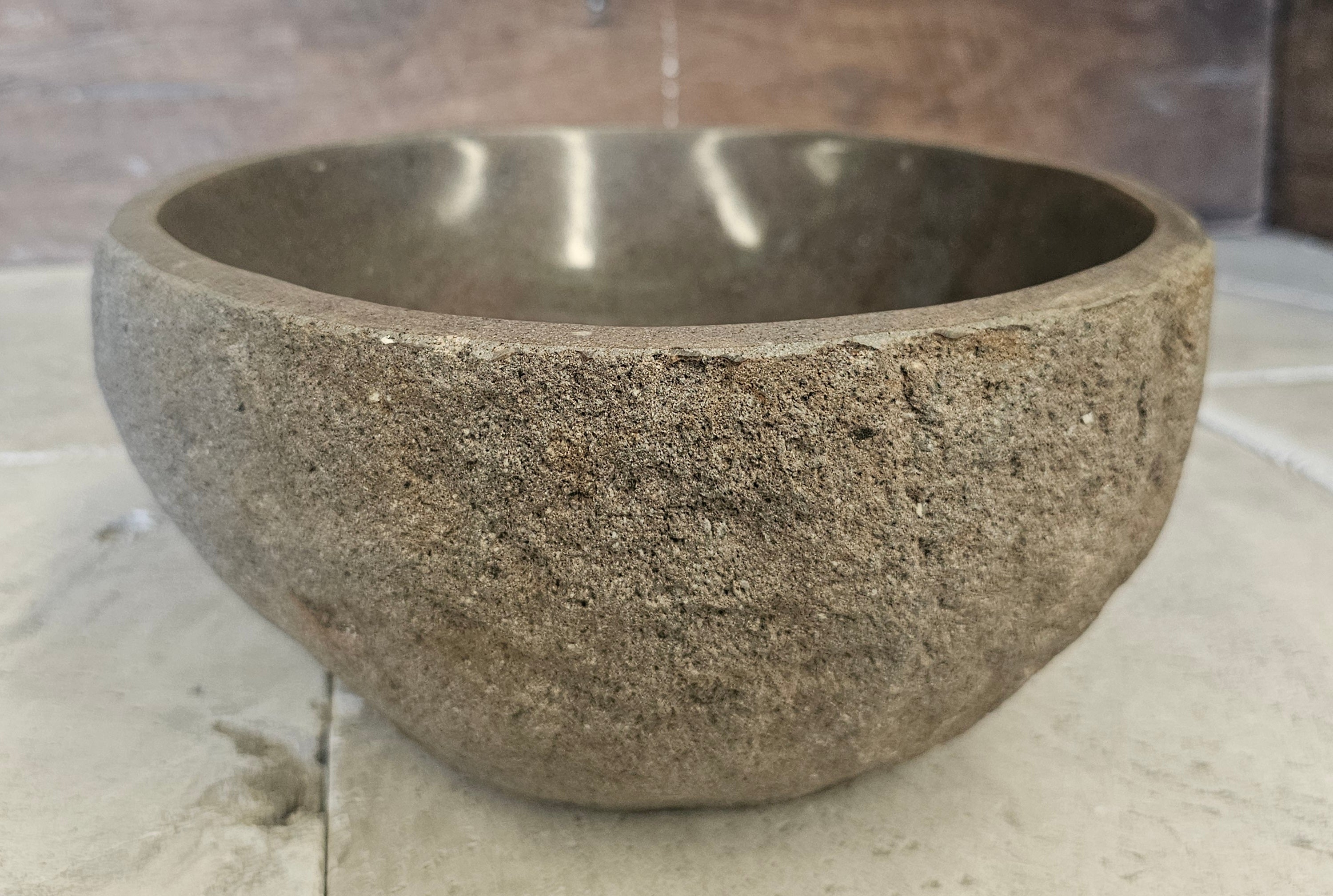 Handmade Natural Oval River Stone  Bathroom Basin  RS 2409085