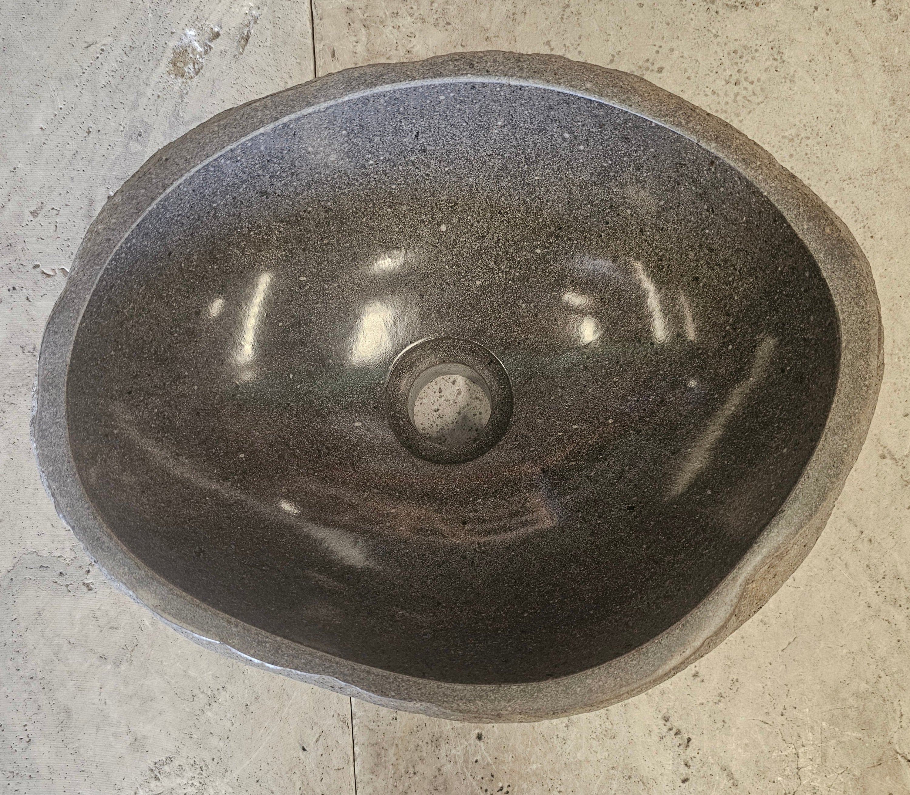 Handmade Natural Oval River Stone  Bathroom Basin  RS 2409093