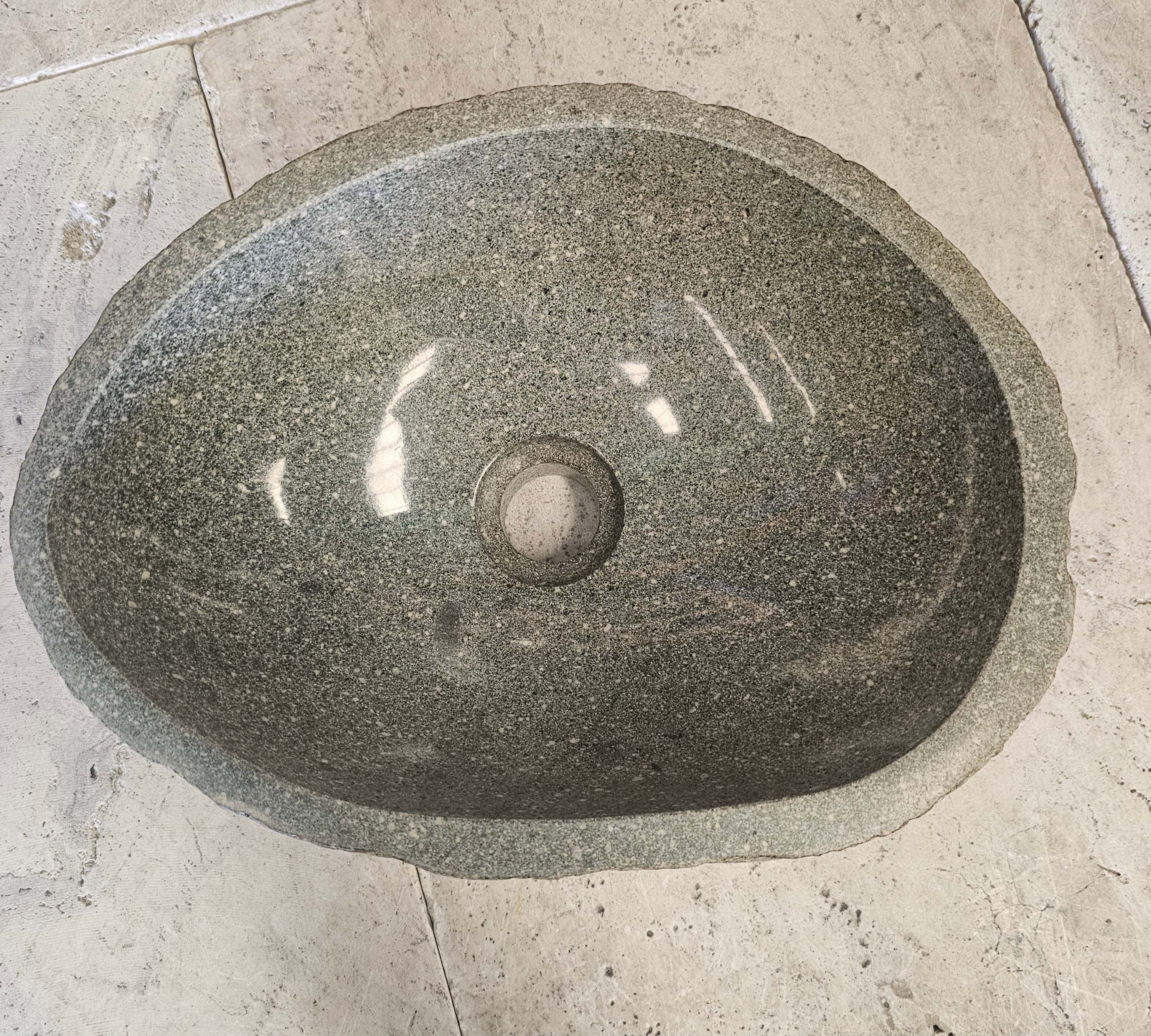 Handmade Natural Oval River Stone  Bathroom Basin  RS 2409056