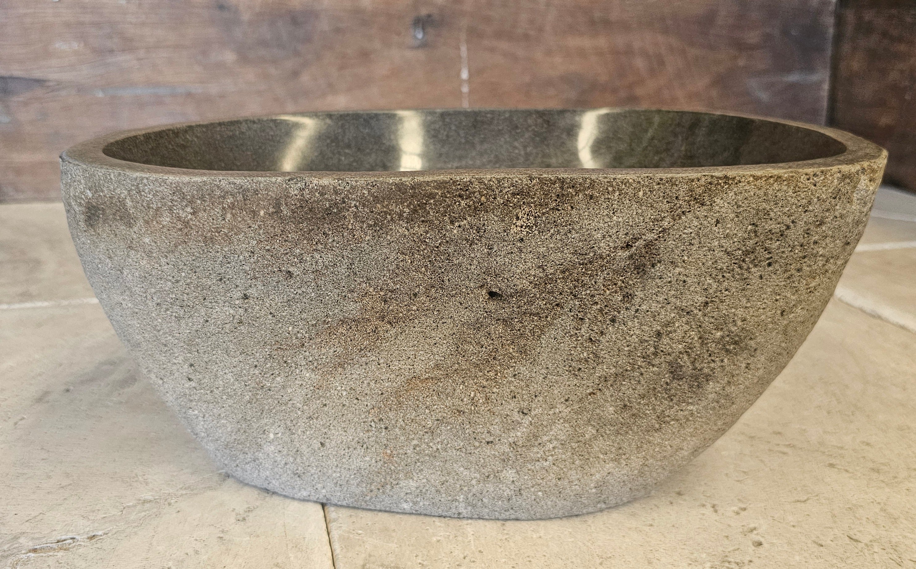 Handmade Natural Oval River Stone  Bathroom Basin  RS 2409072