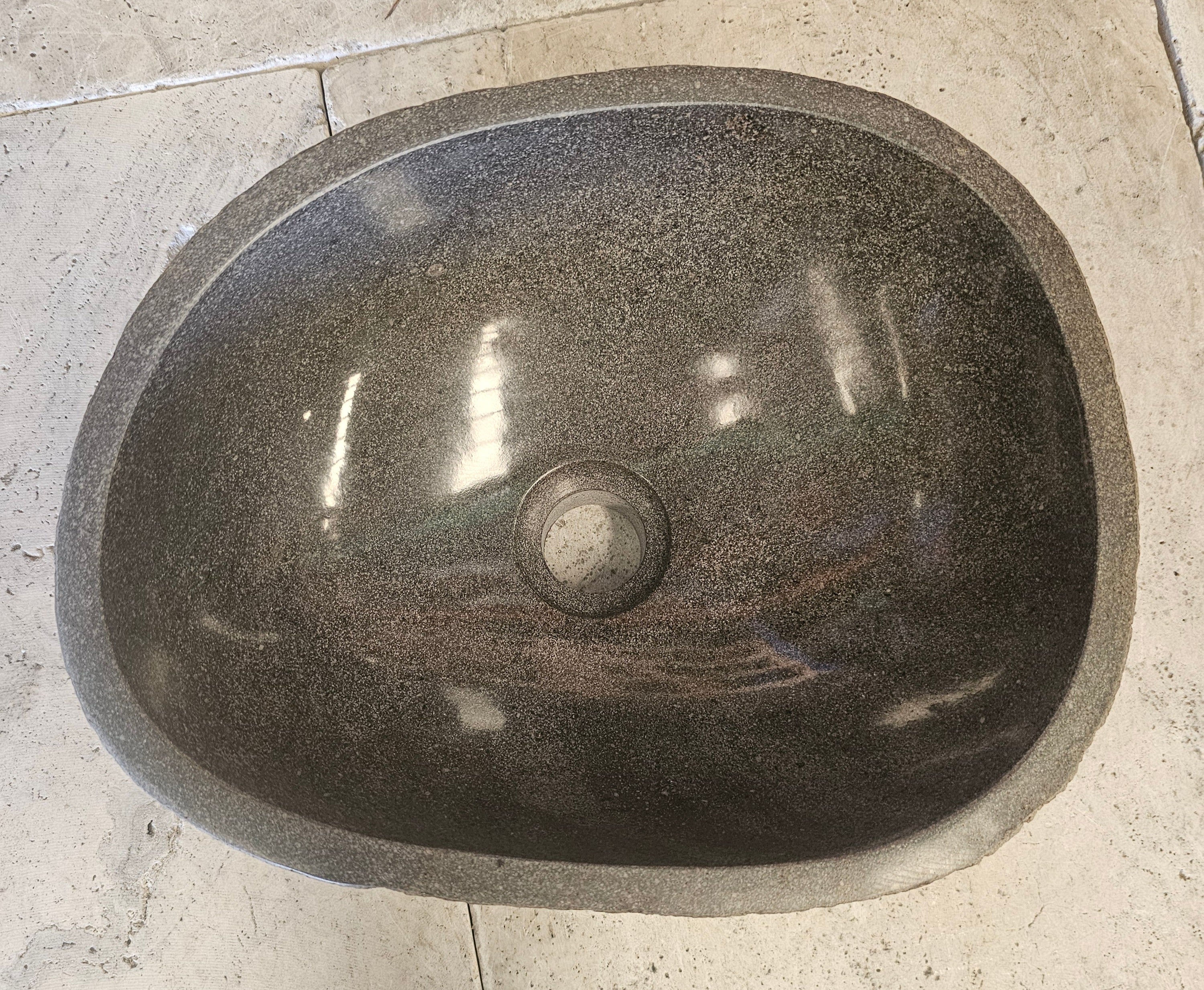 Handmade Natural Oval River Stone  Bathroom Basin  RS 2409072