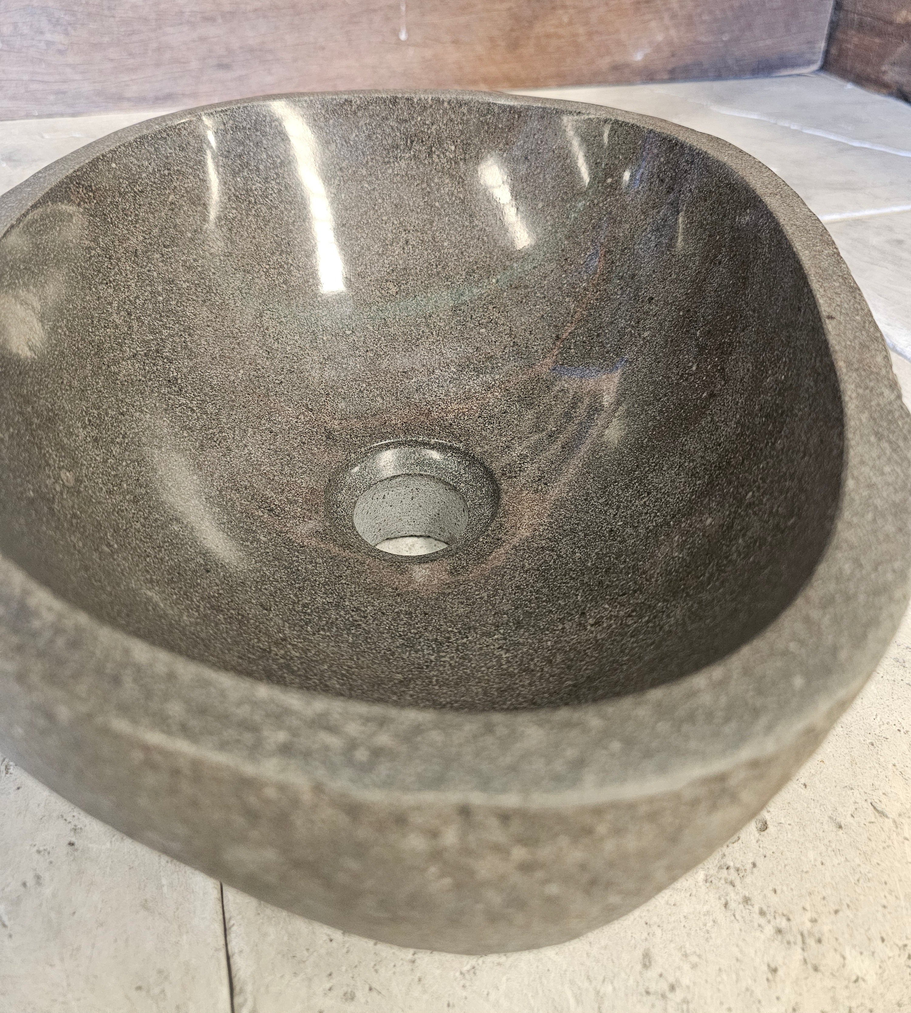 Handmade Natural Oval River Stone  Bathroom Basin  RS 2409072