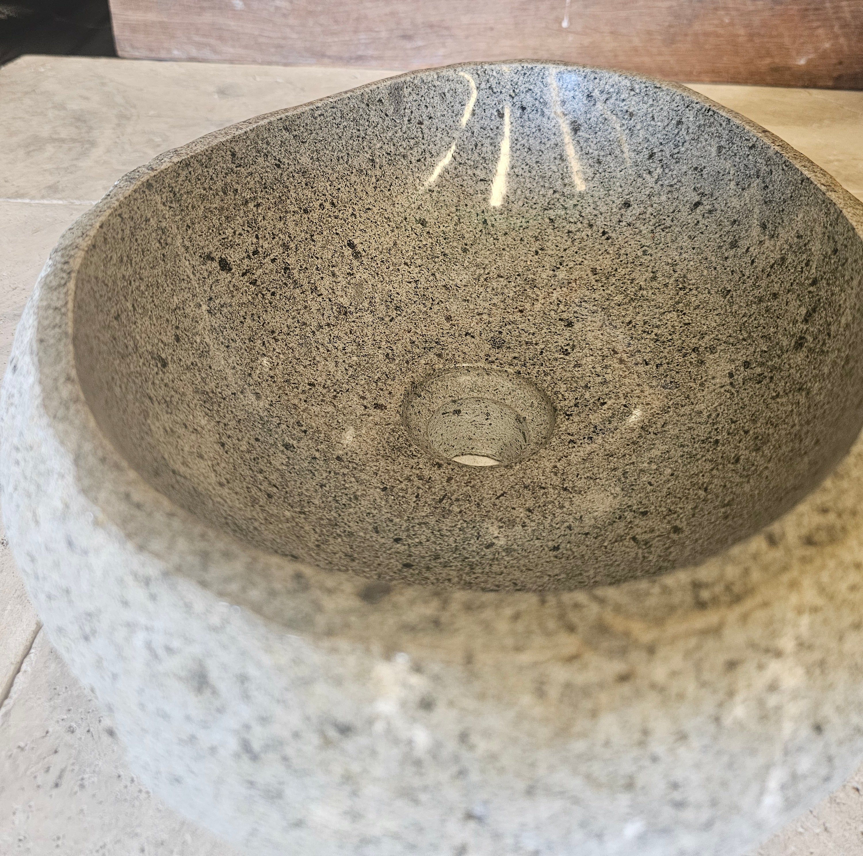 Handmade Natural Oval River Stone  Bathroom Basin  RS 2409083