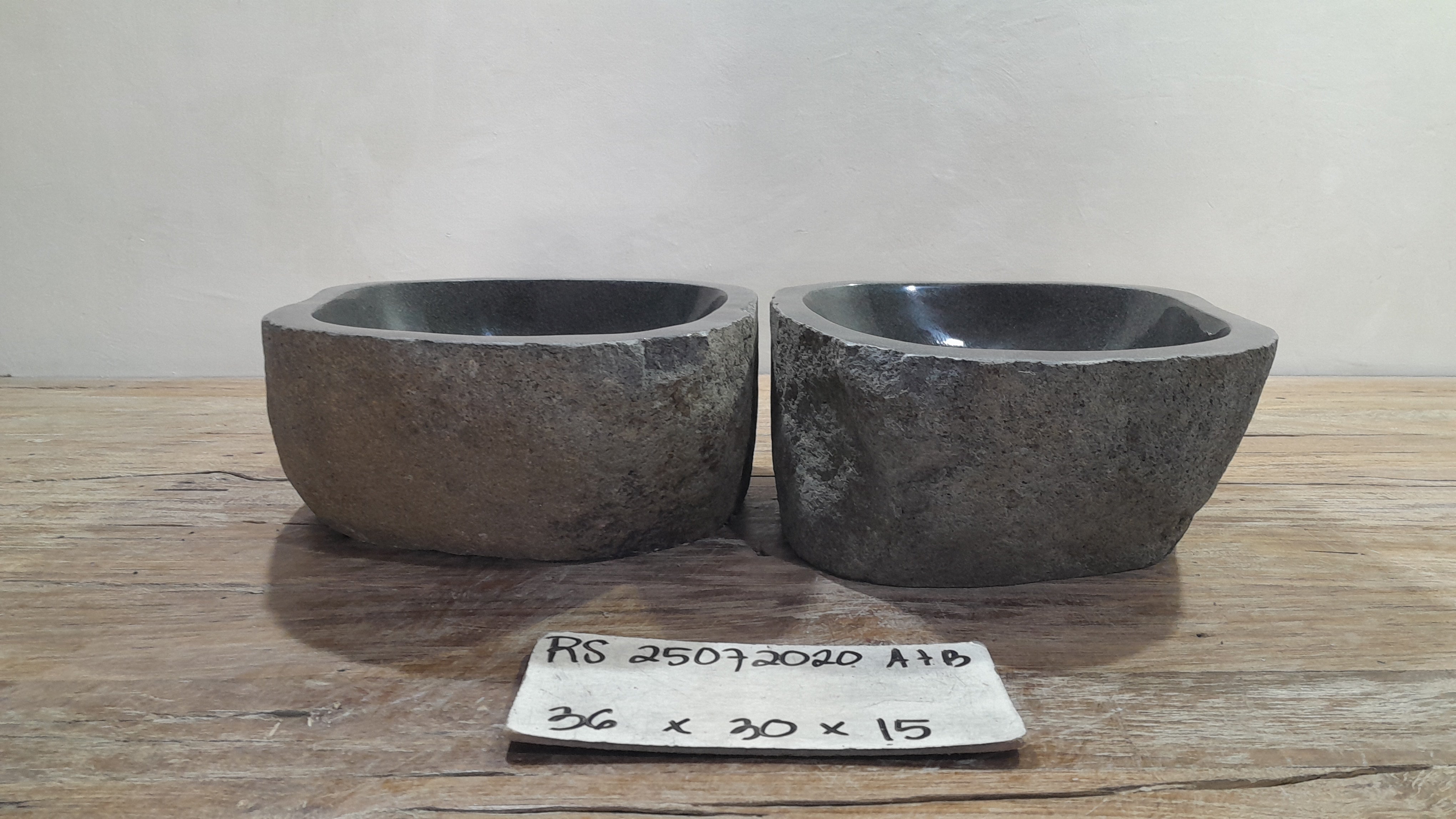 Handmade Natural Oval River Stone  Bathroom Basin TWIN SETS A & B RS 25072020