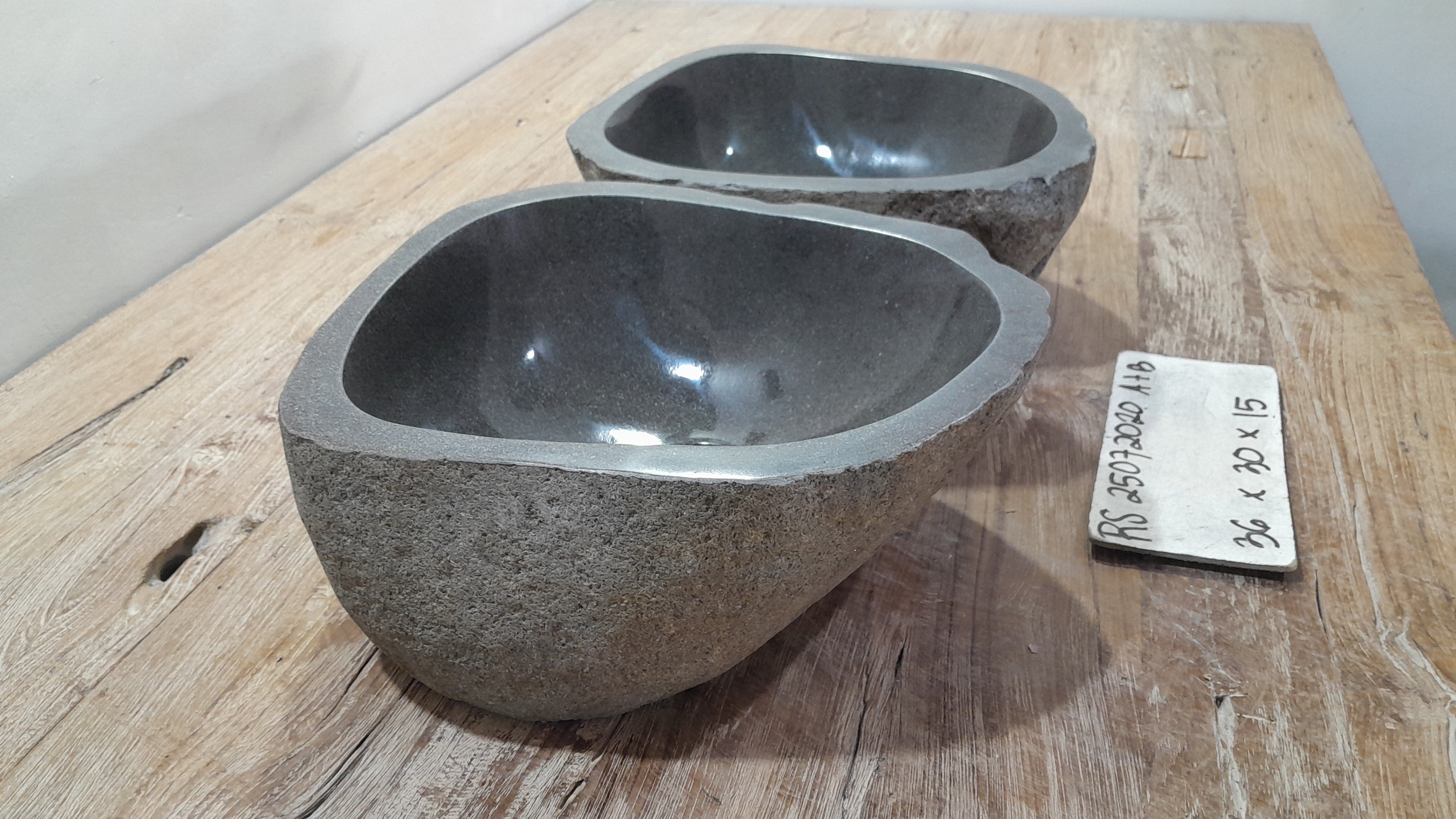 Handmade Natural Oval River Stone  Bathroom Basin TWIN SETS A & B RS 25072020