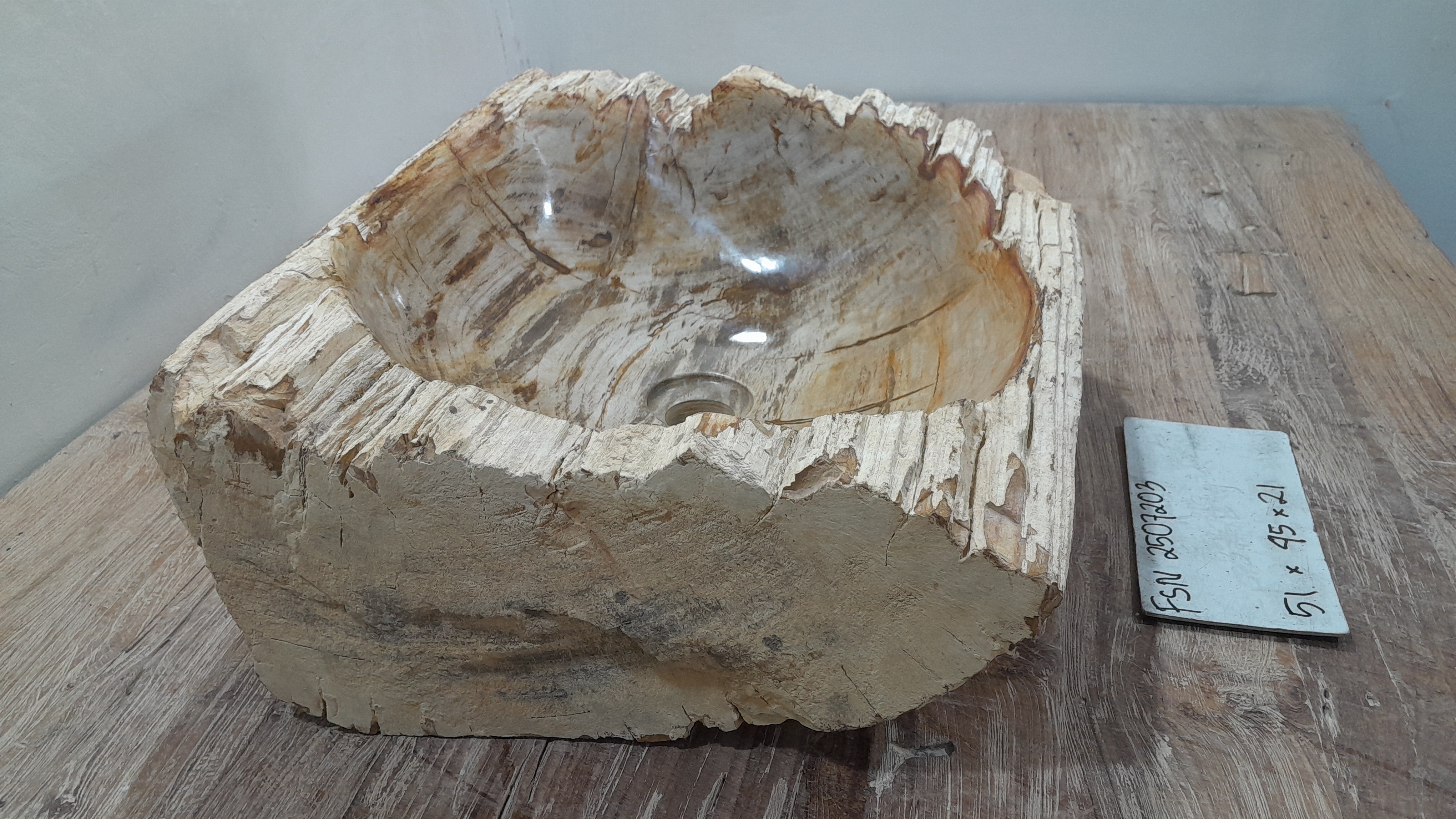 Natural Handmade Petrified Wood Basin - FSN 2507203