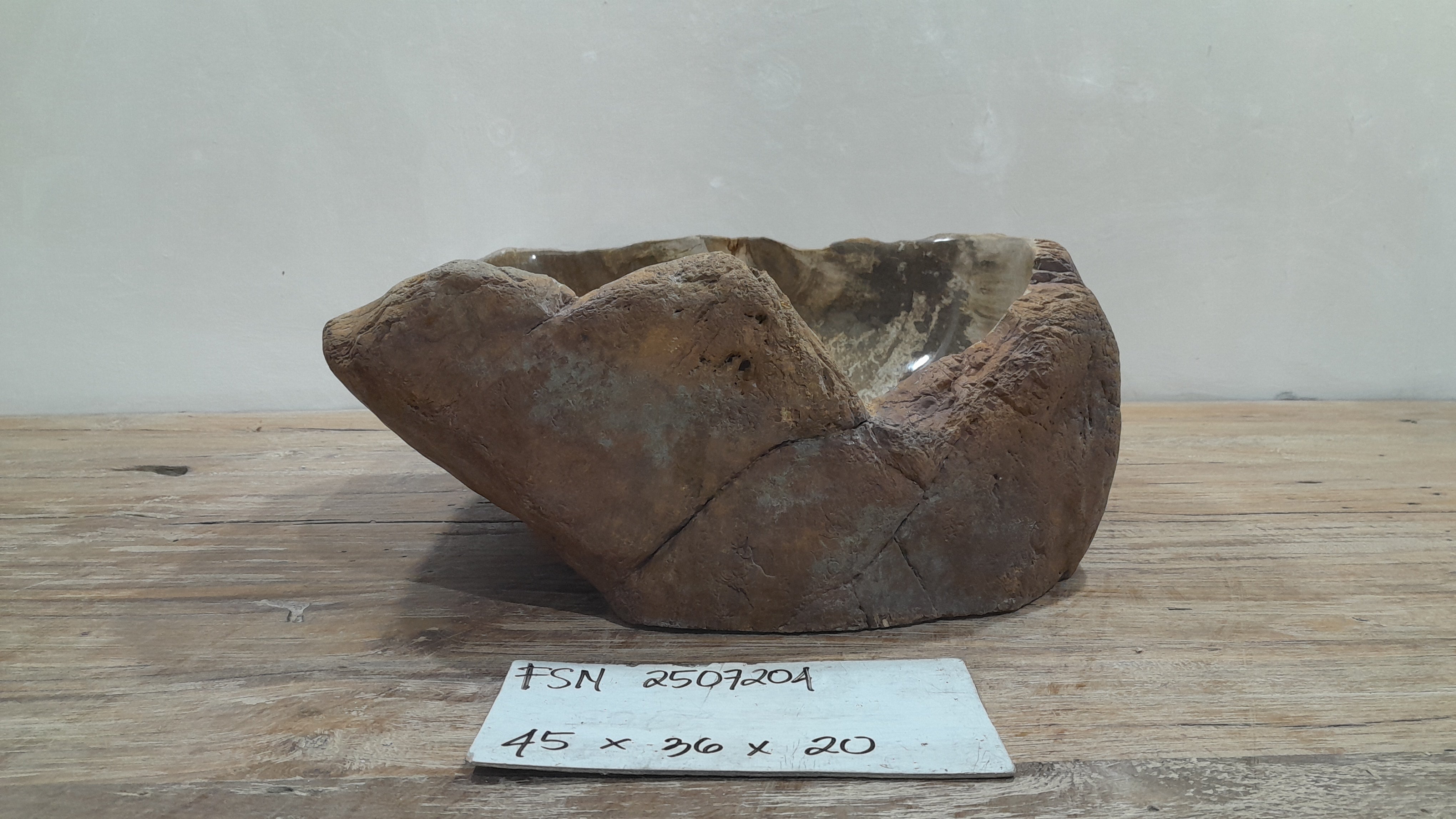 Natural Handmade Petrified Wood Basin - FSN 2507204