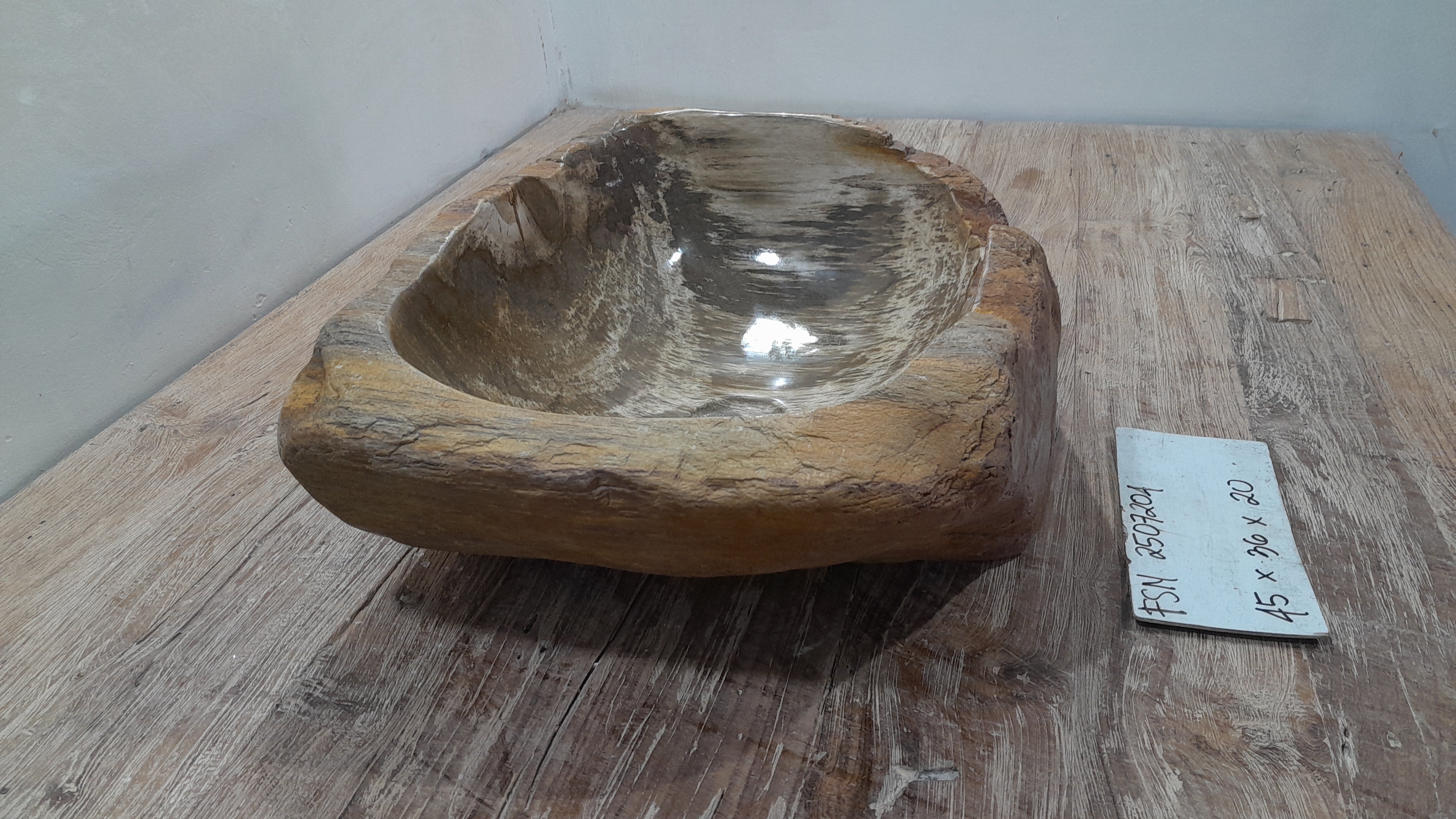 Natural Handmade Petrified Wood Basin - FSN 2507204