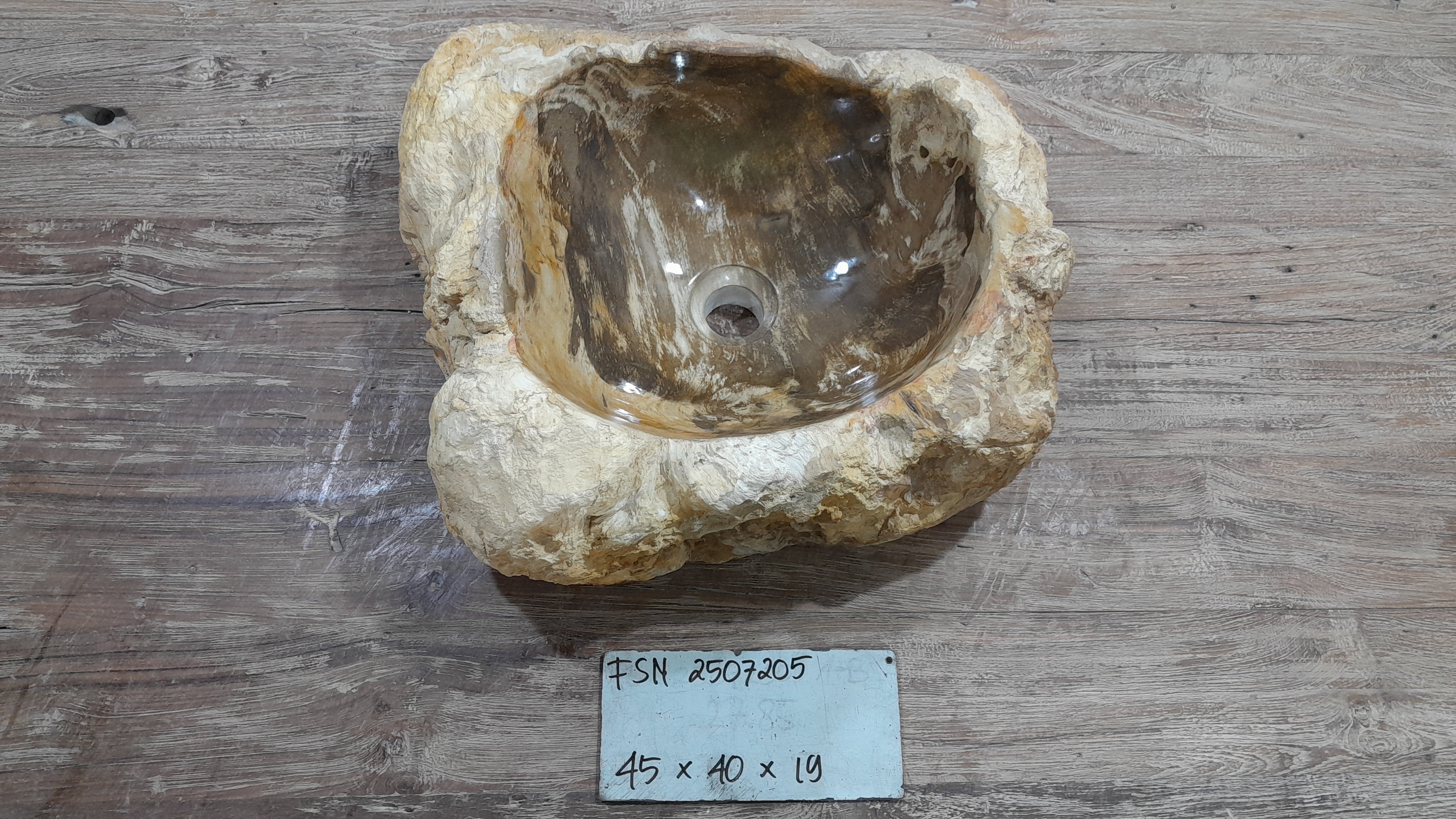 Natural Handmade Petrified Wood Basin - FSN 2507205