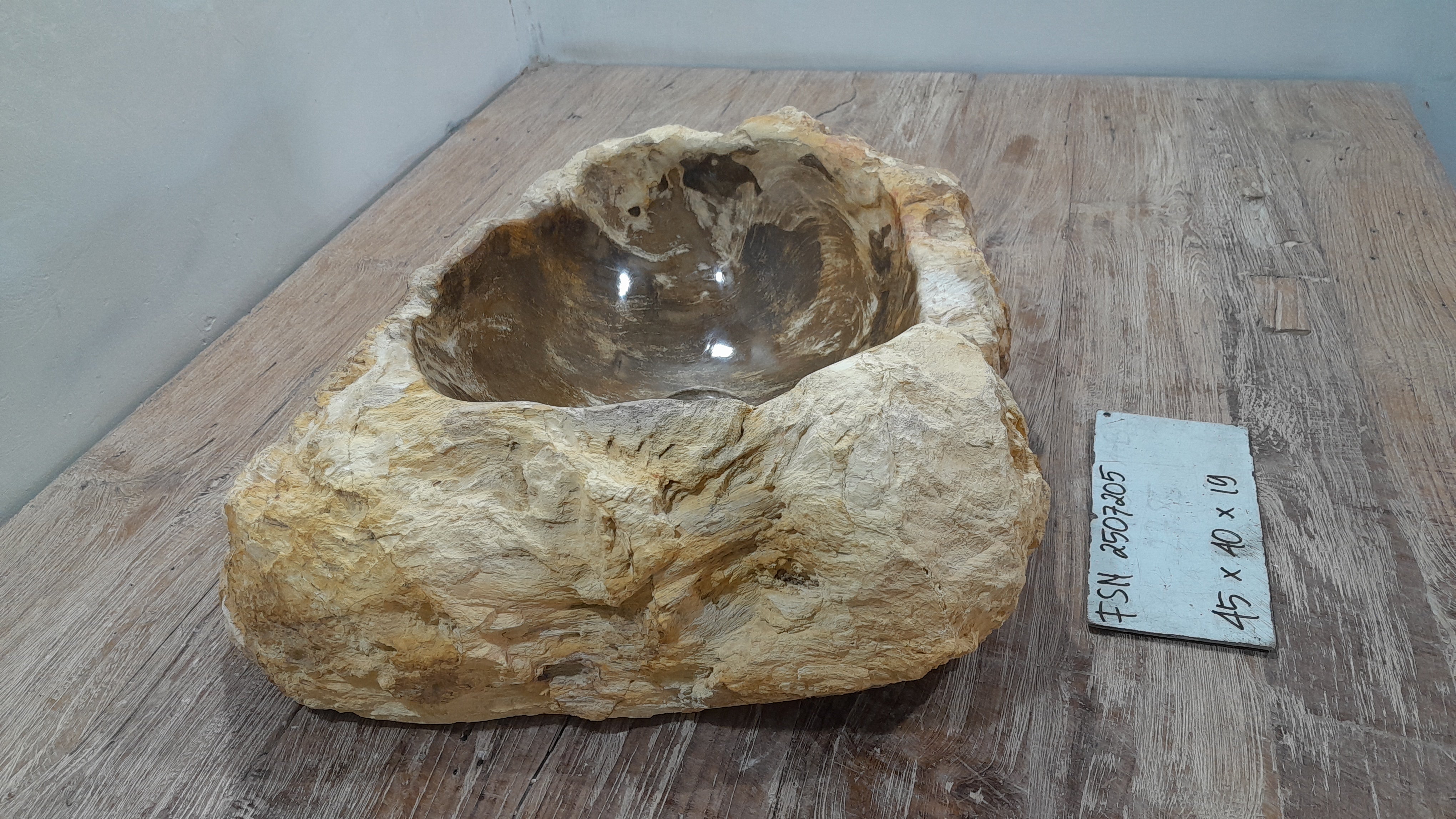 Natural Handmade Petrified Wood Basin - FSN 2507205