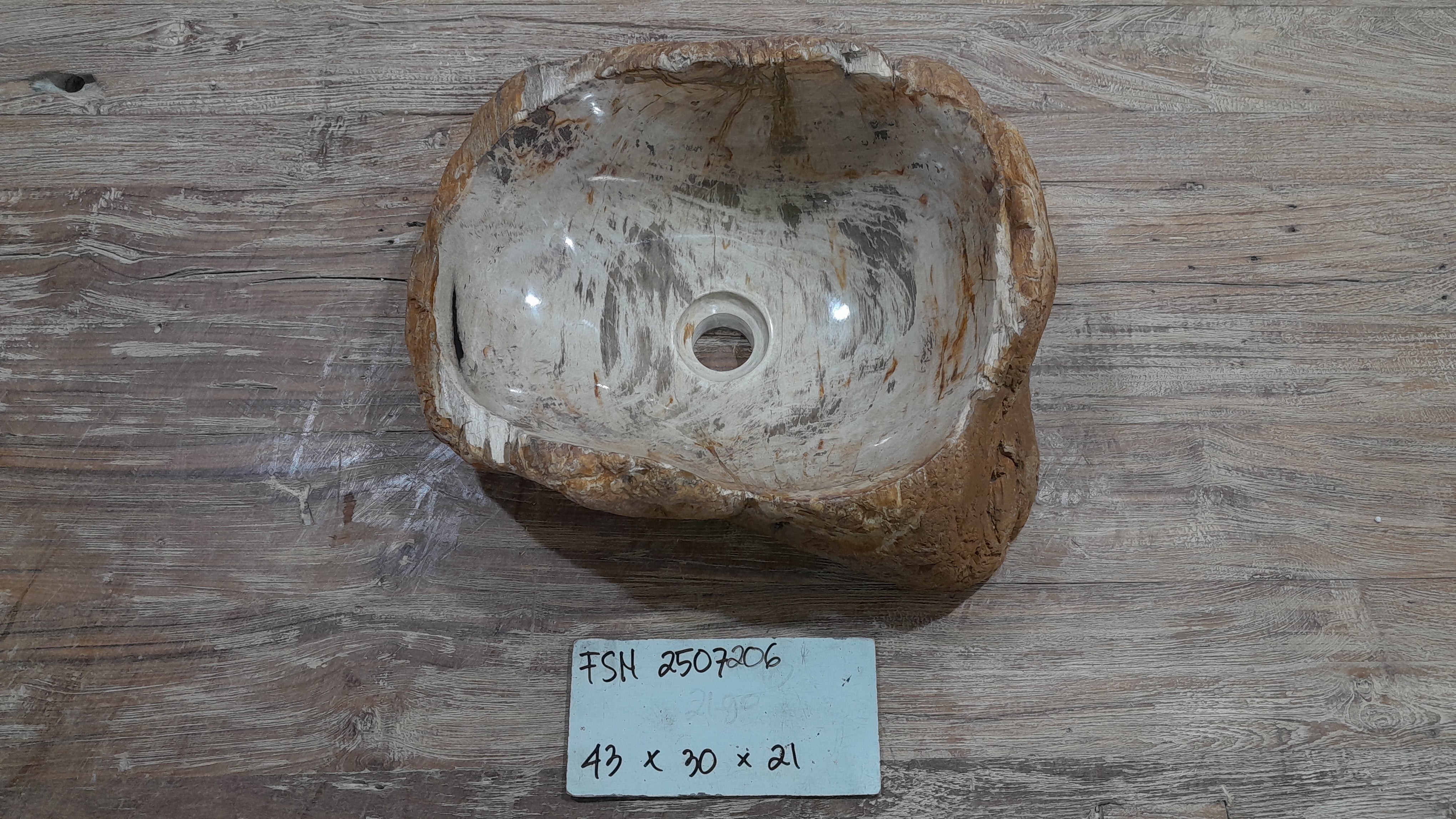 Natural Handmade Petrified Wood Basin - FSN 2507206
