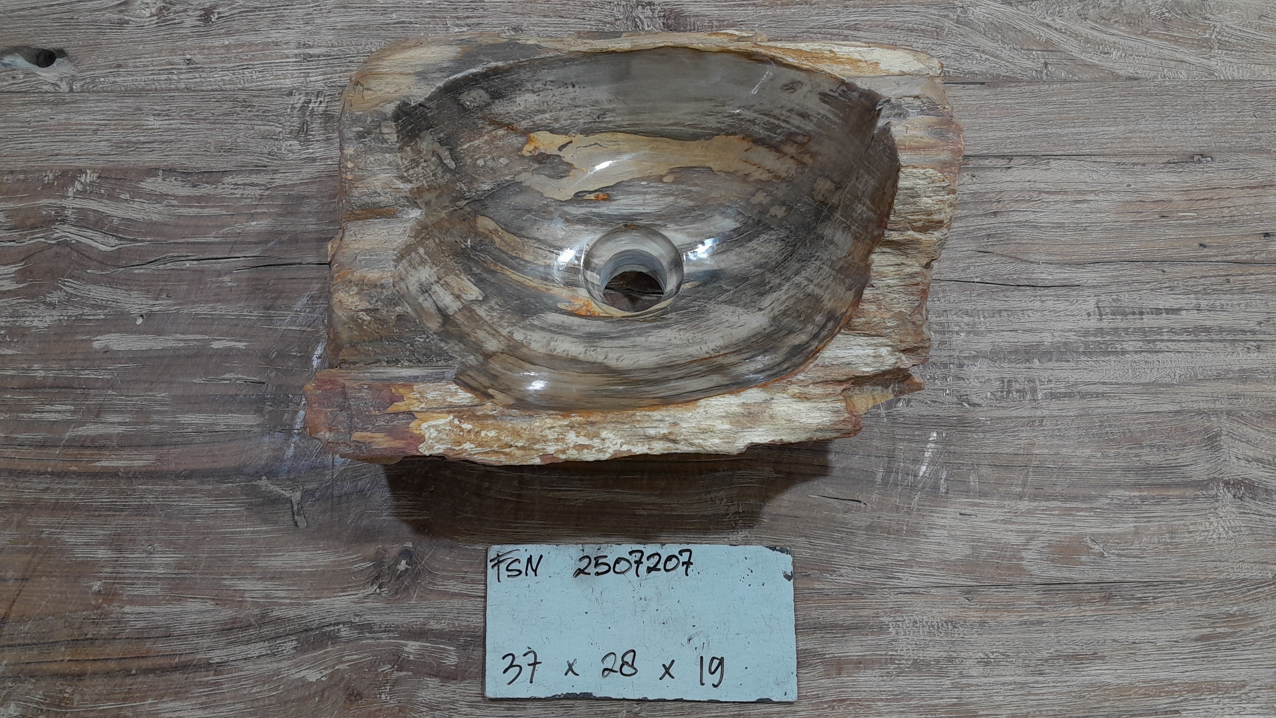 Natural Handmade Petrified Wood Basin - FSN 2507207