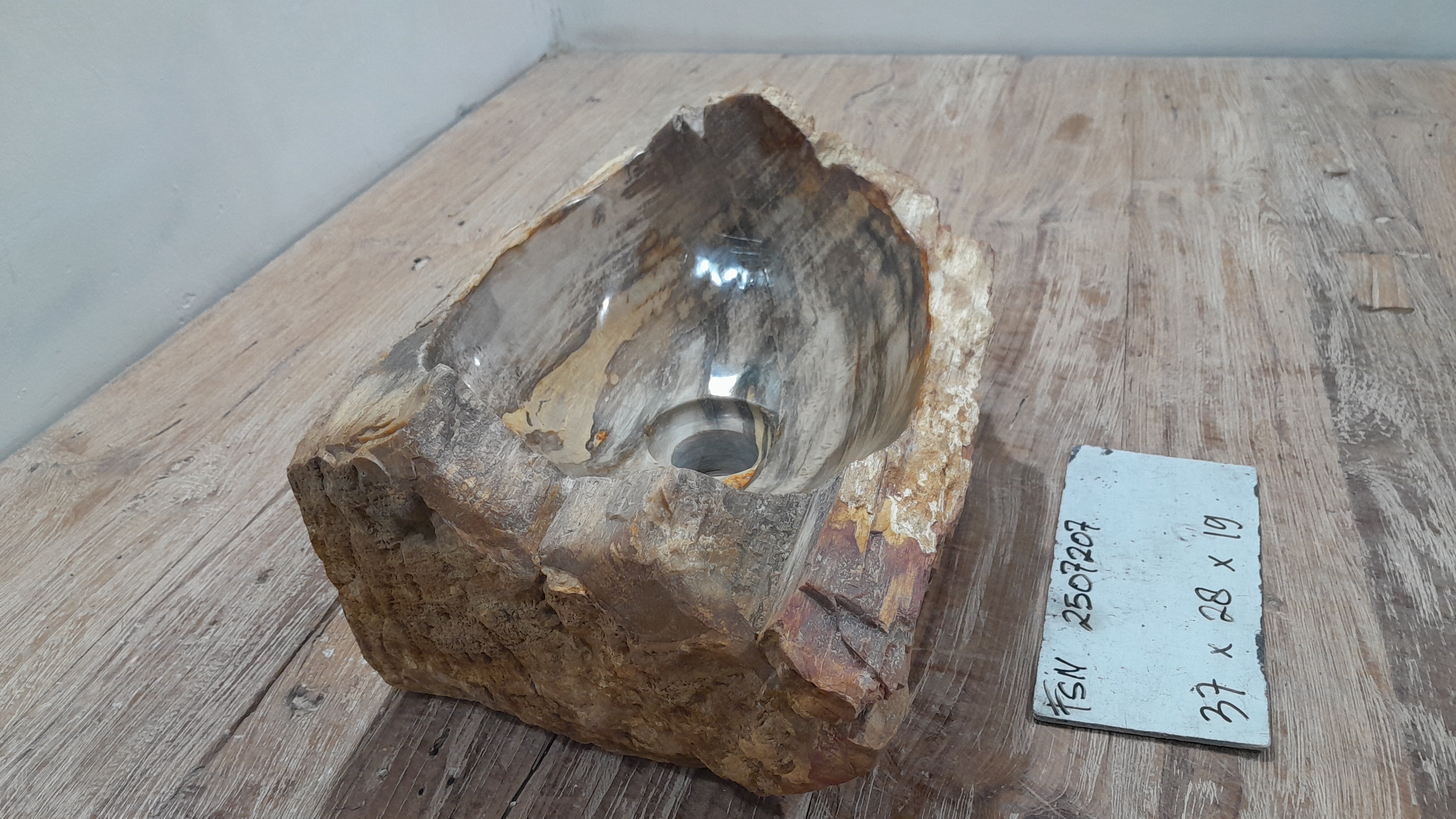 Natural Handmade Petrified Wood Basin - FSN 2507207