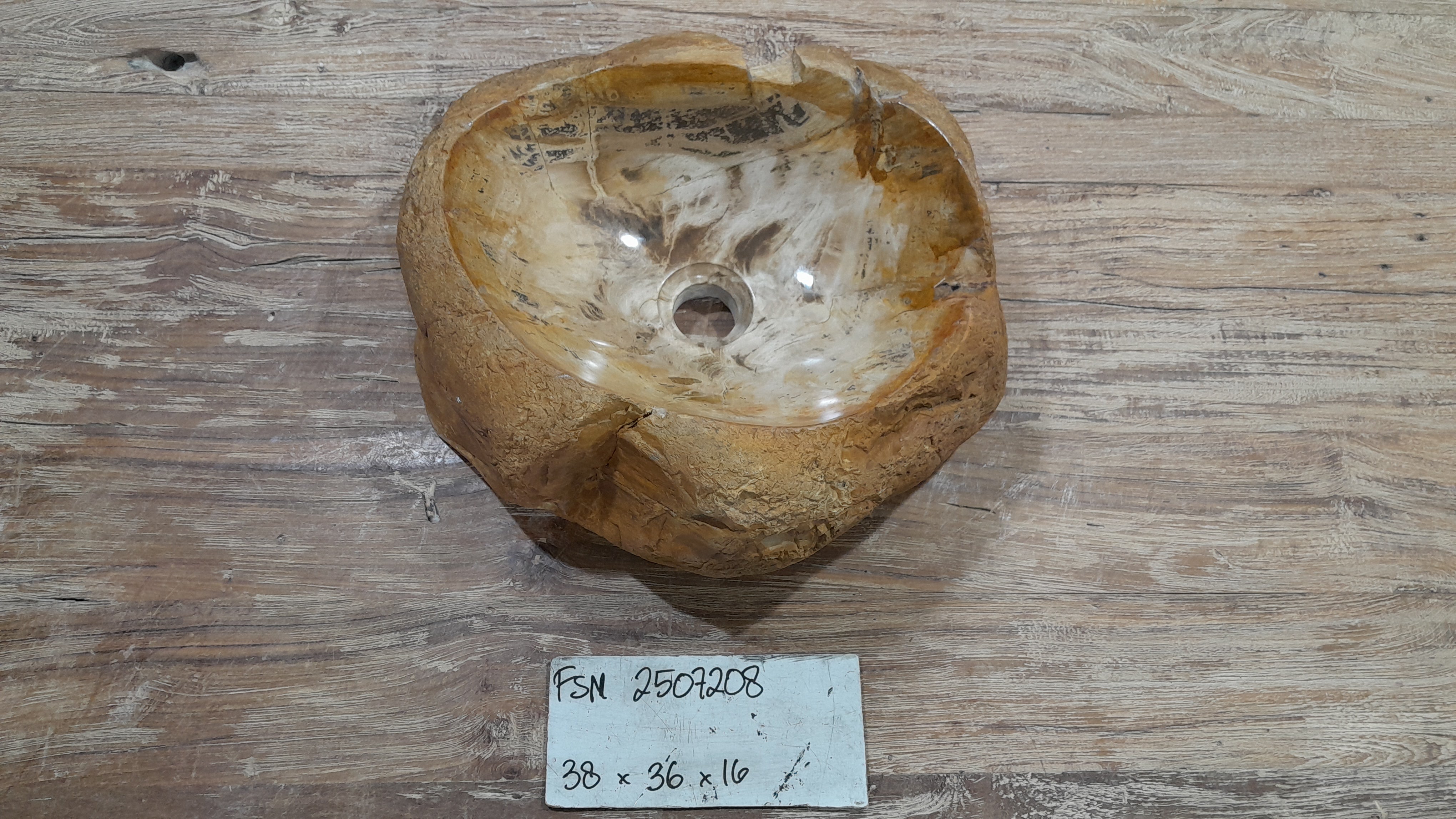 Natural Handmade Petrified Wood Basin - FSN 2507208
