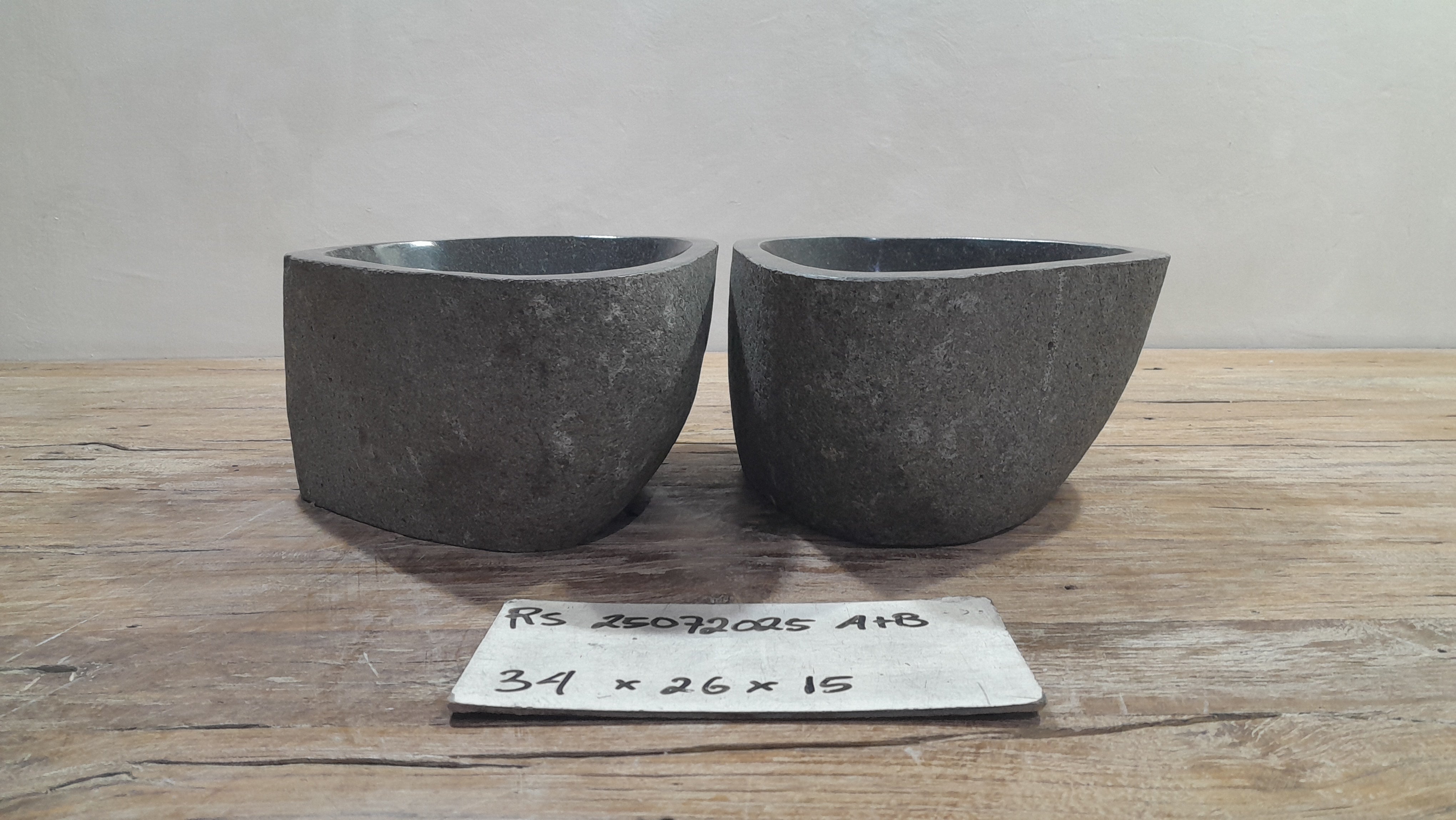 Handmade Natural Oval River Stone  Bathroom Basin TWIN SETS A & B RS 25072025