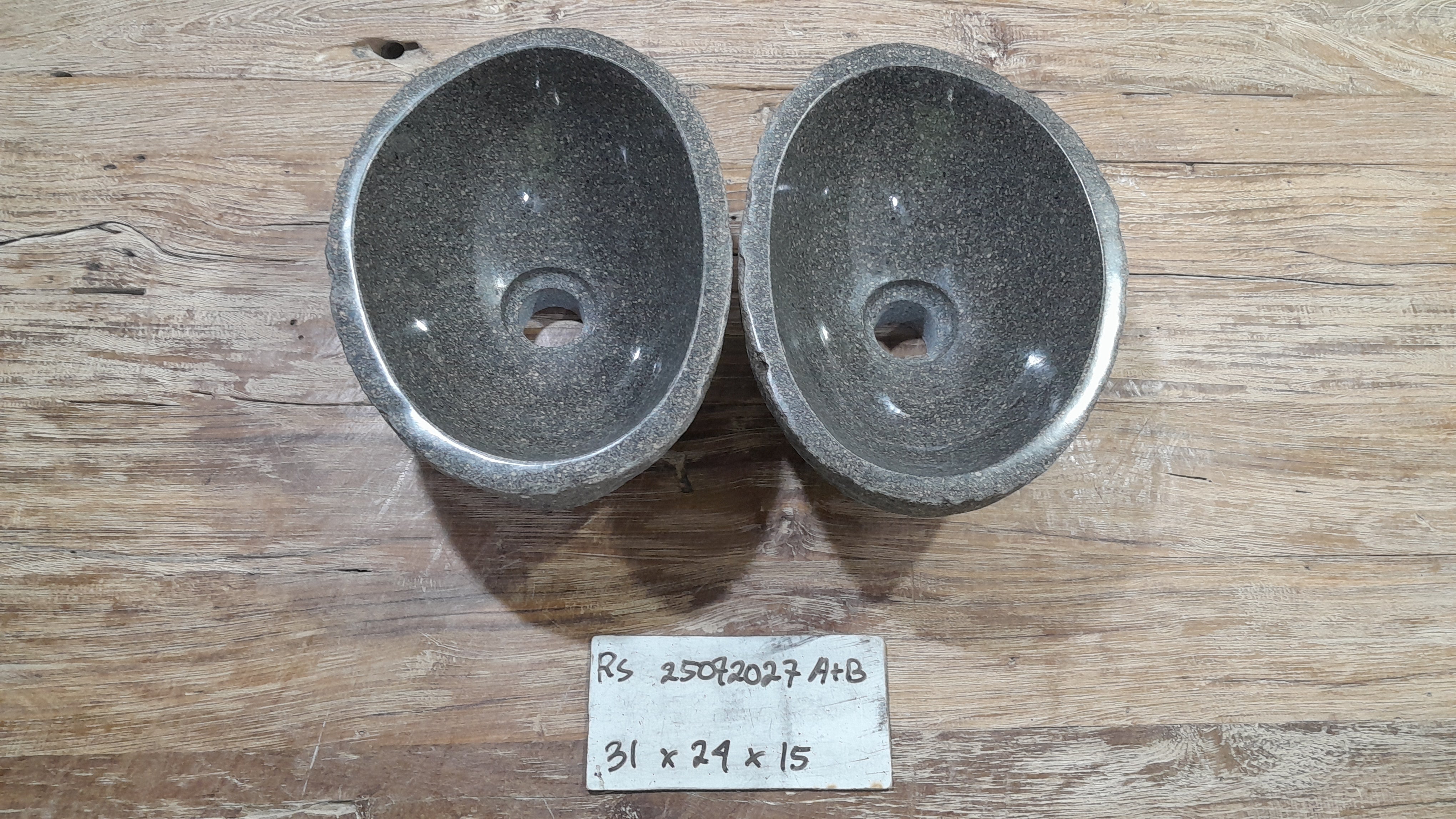 Handmade Natural Oval River Stone  Bathroom Basin TWIN SETS A & B RS 25072027
