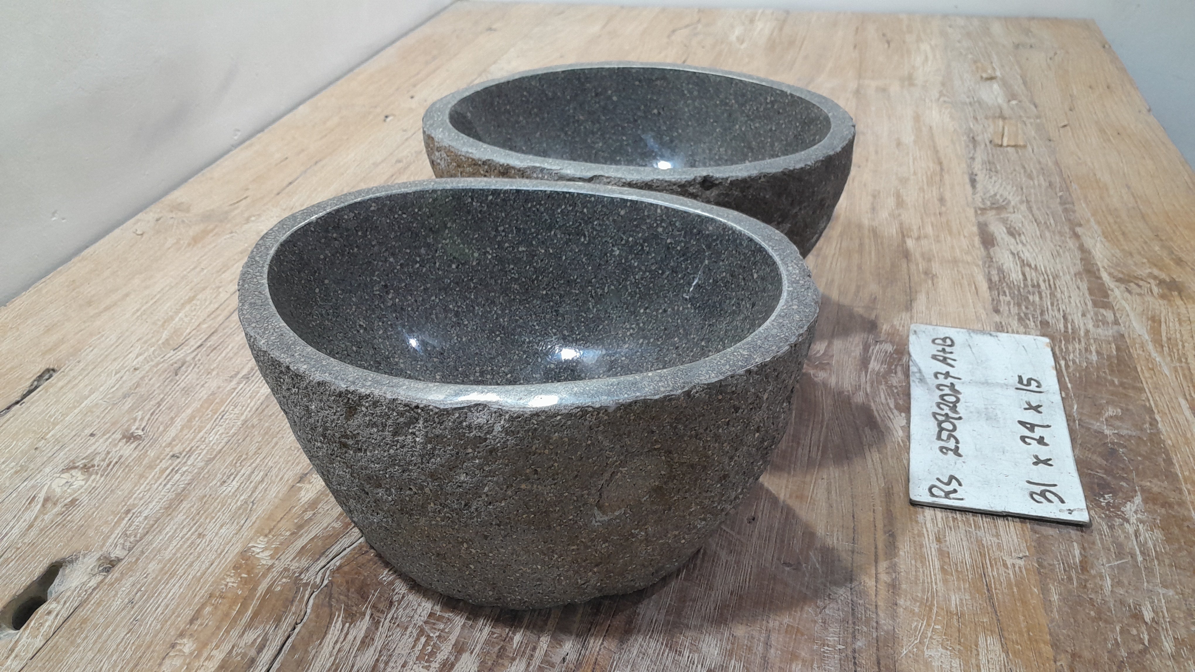 Handmade Natural Oval River Stone  Bathroom Basin TWIN SETS A & B RS 25072027