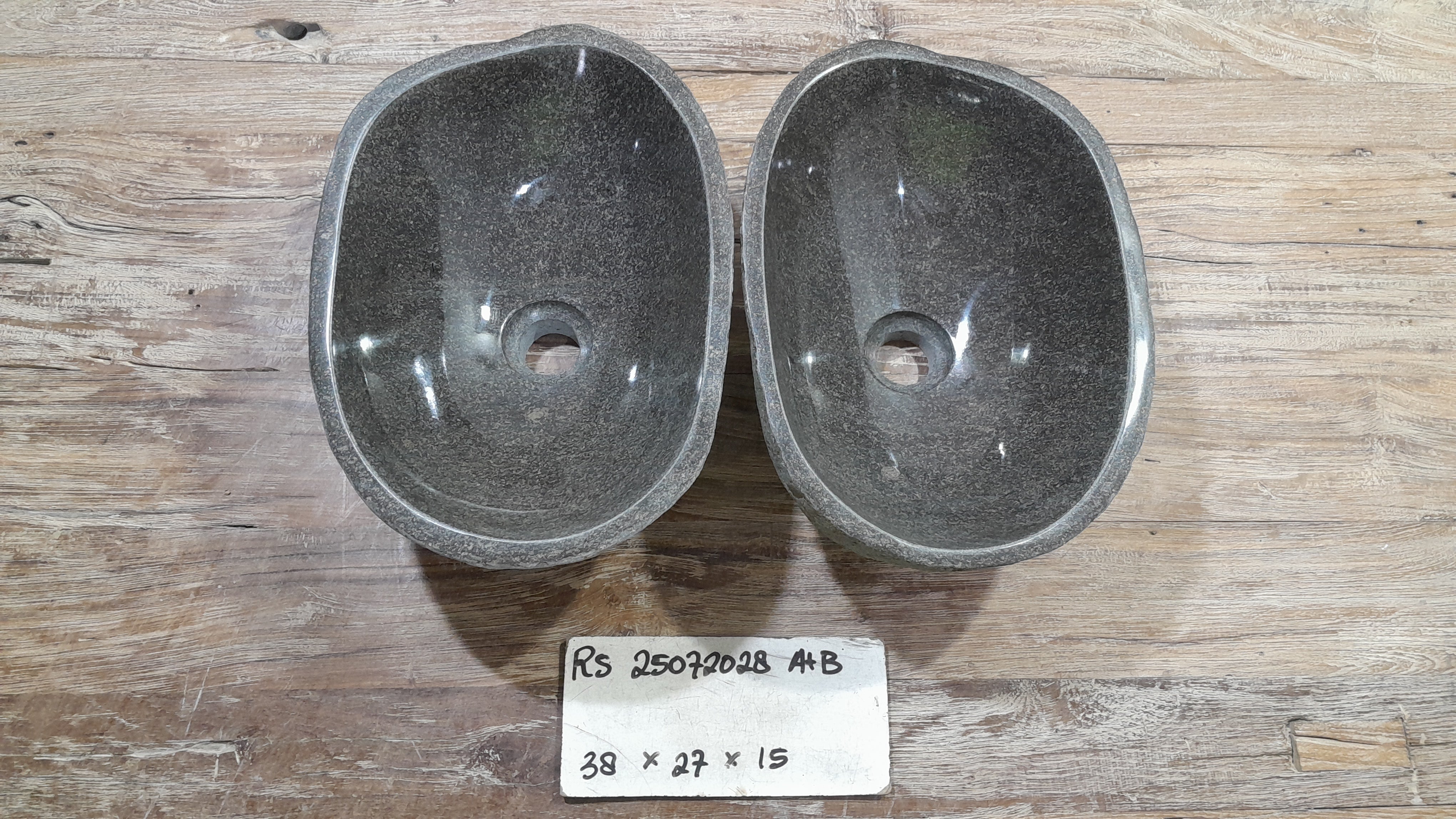 Handmade Natural Oval River Stone  Bathroom Basin TWIN SETS A & B RS 25072028