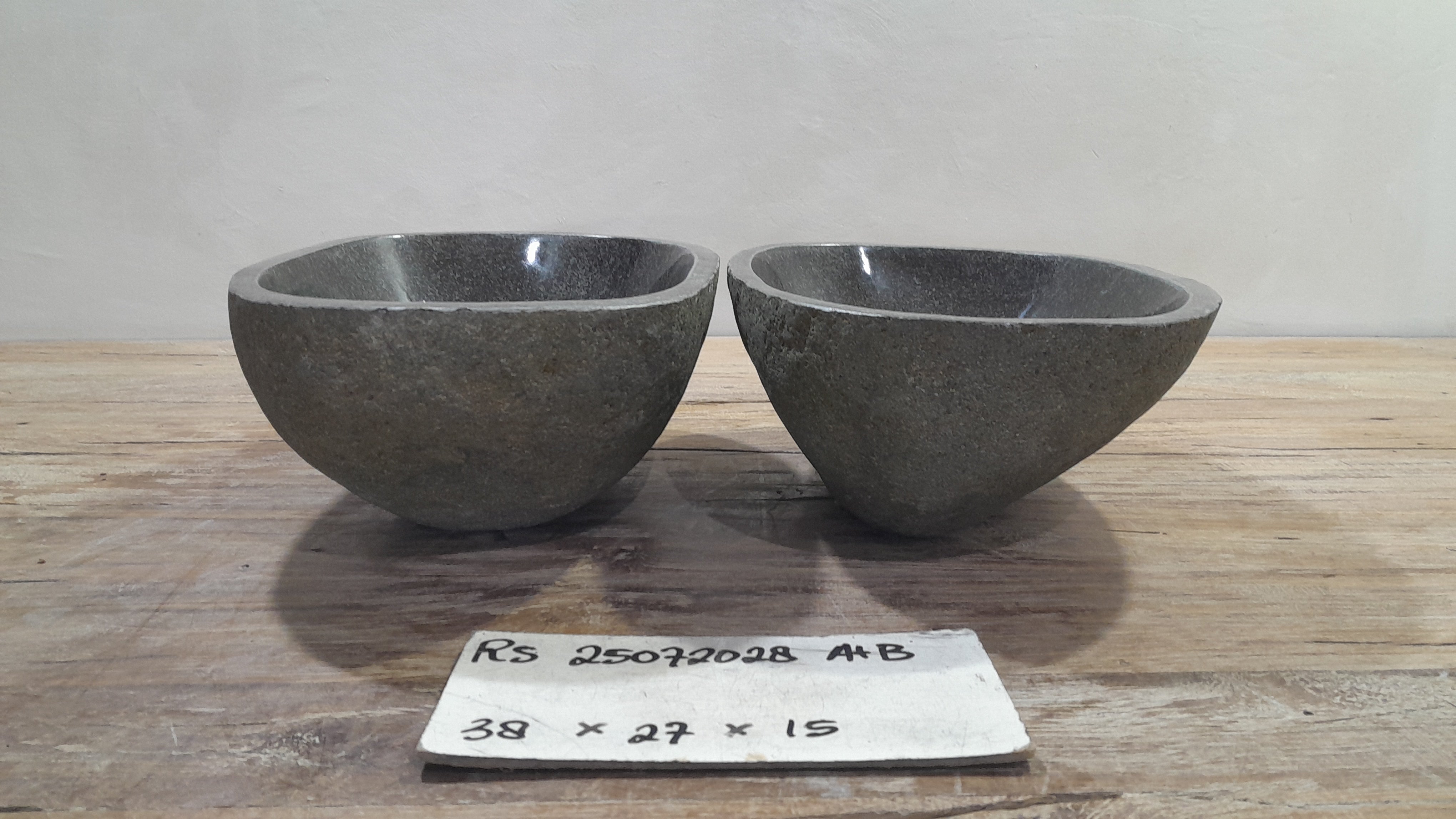Handmade Natural Oval River Stone  Bathroom Basin TWIN SETS A & B RS 25072028