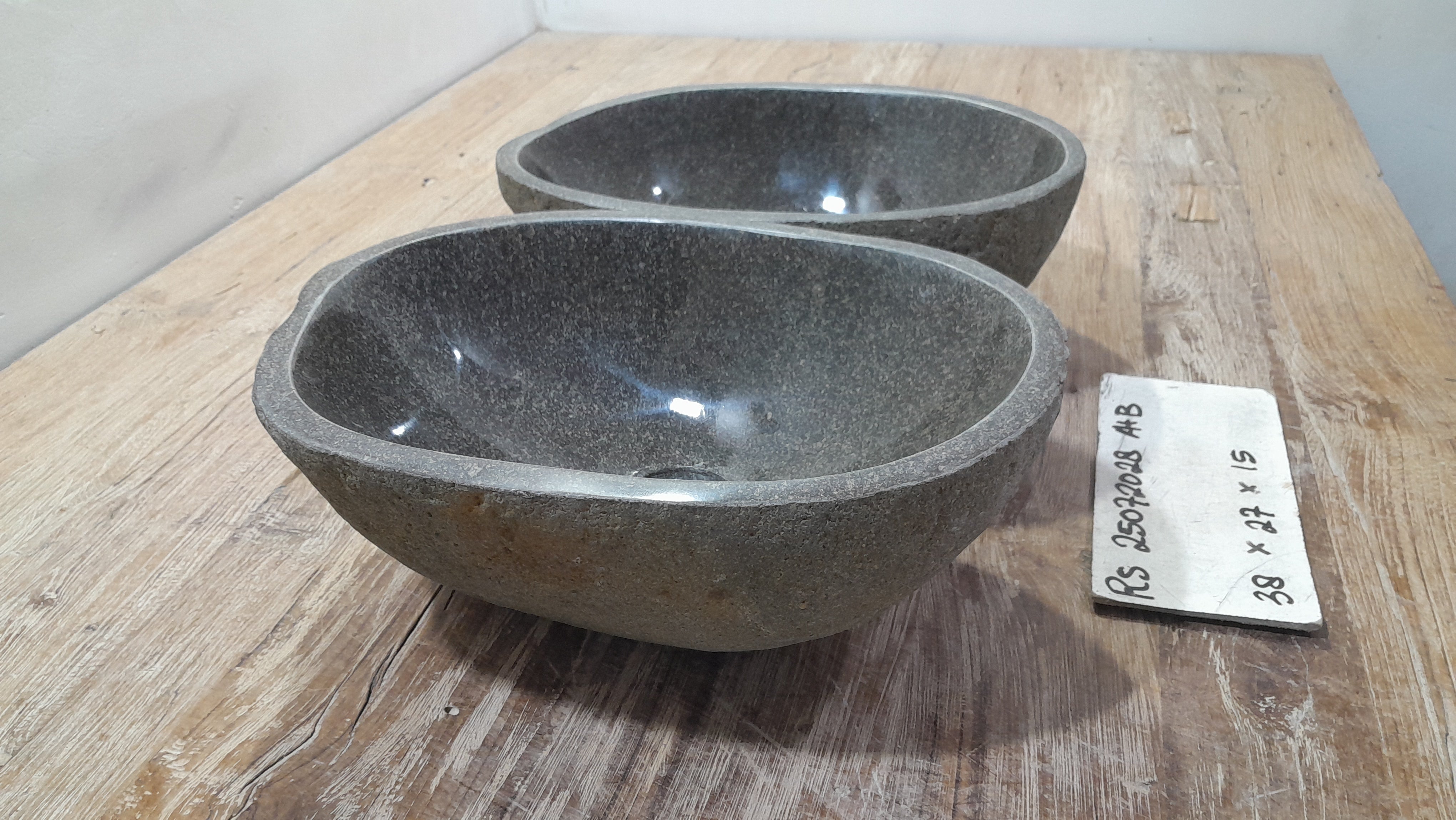 Handmade Natural Oval River Stone  Bathroom Basin TWIN SETS A & B RS 25072028