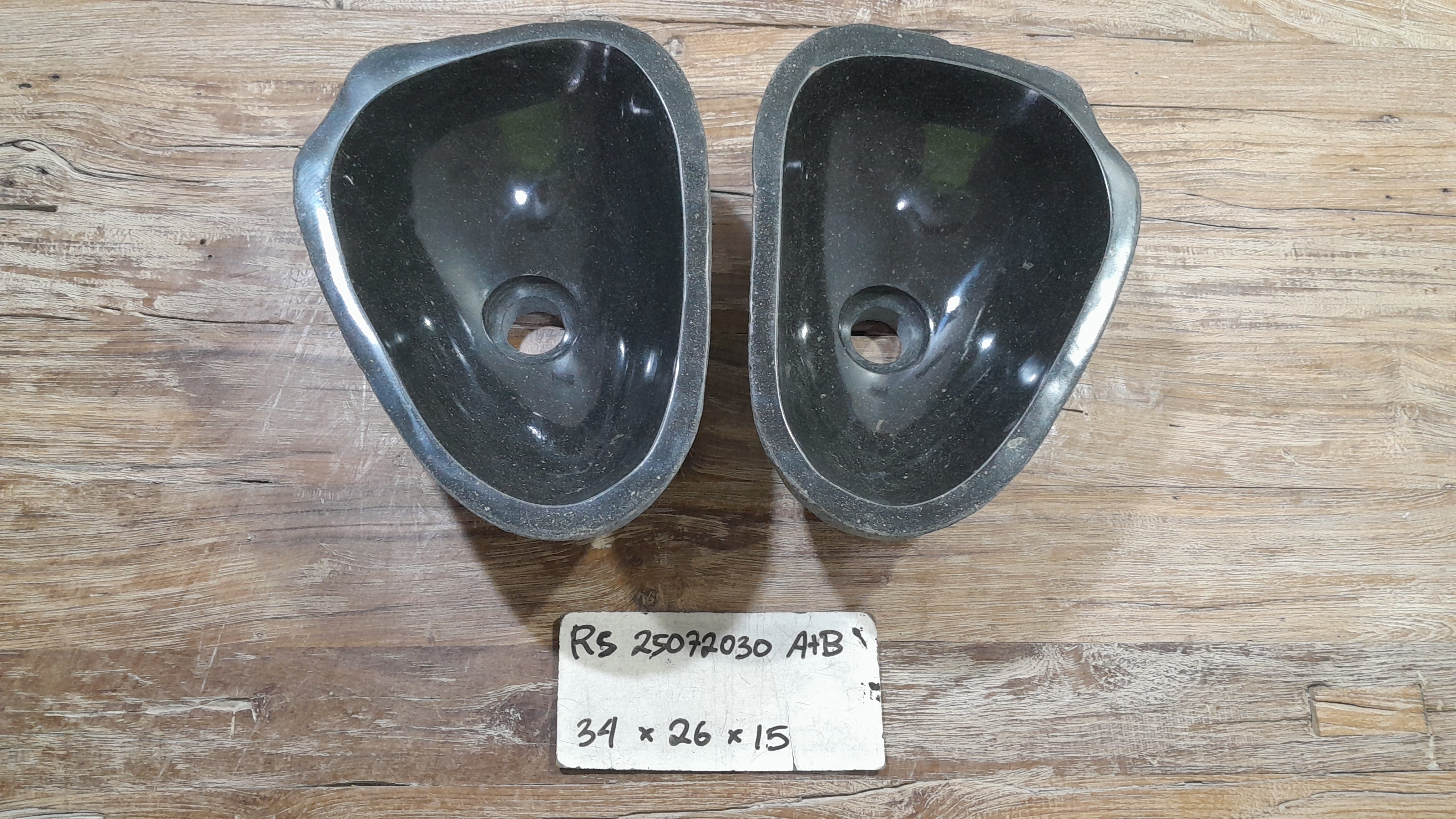 Handmade Natural Oval River Stone  Bathroom Basin TWIN SETS A & B RS 25072030