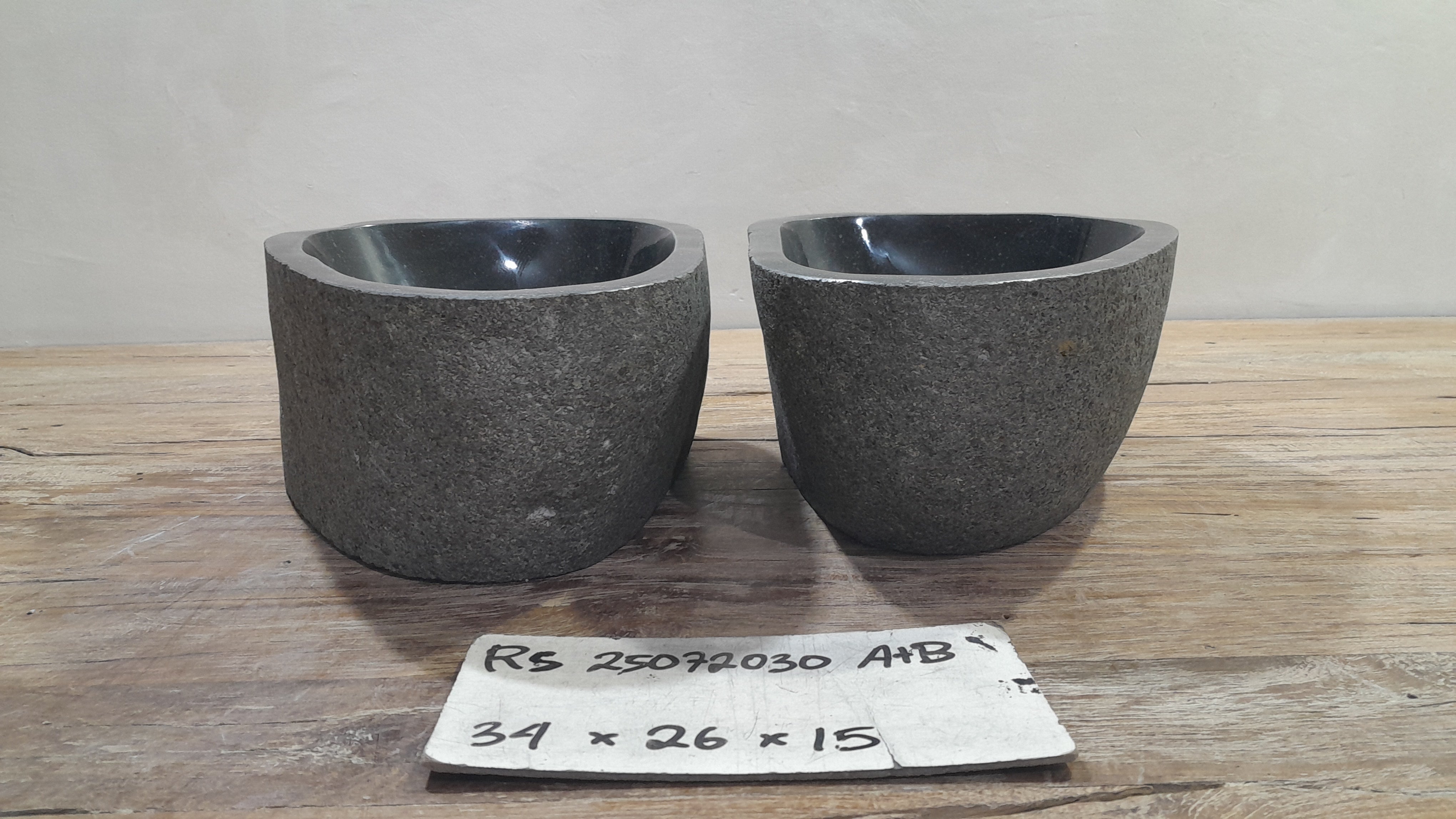 Handmade Natural Oval River Stone  Bathroom Basin TWIN SETS A & B RS 25072030