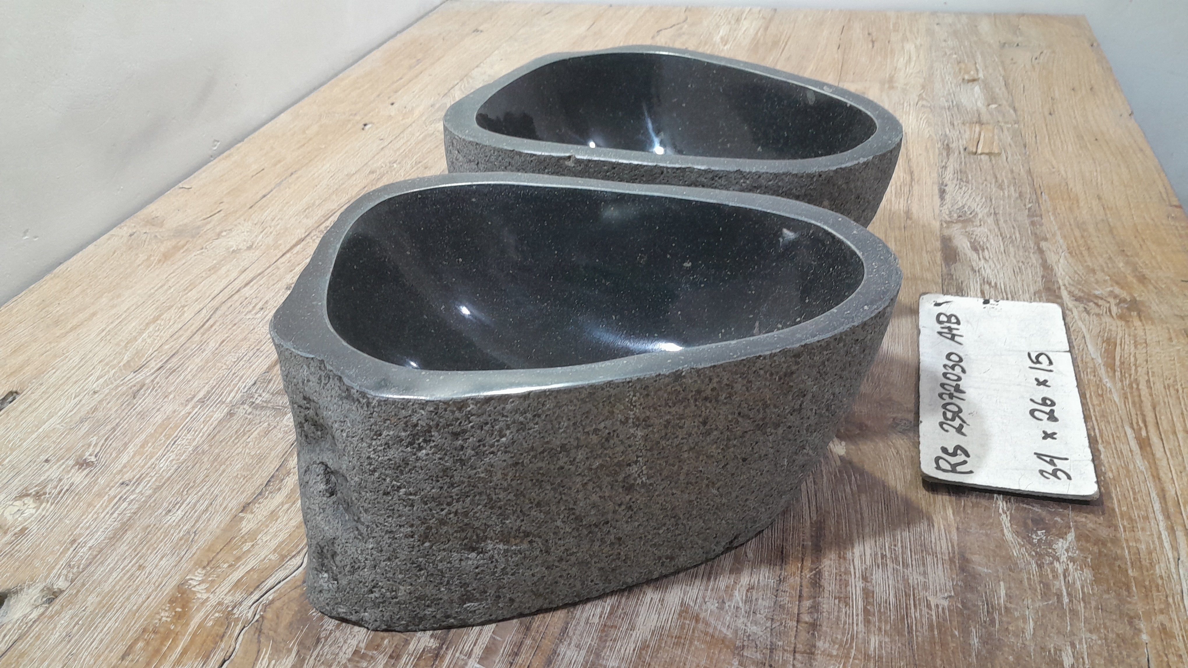 Handmade Natural Oval River Stone  Bathroom Basin TWIN SETS A & B RS 25072030