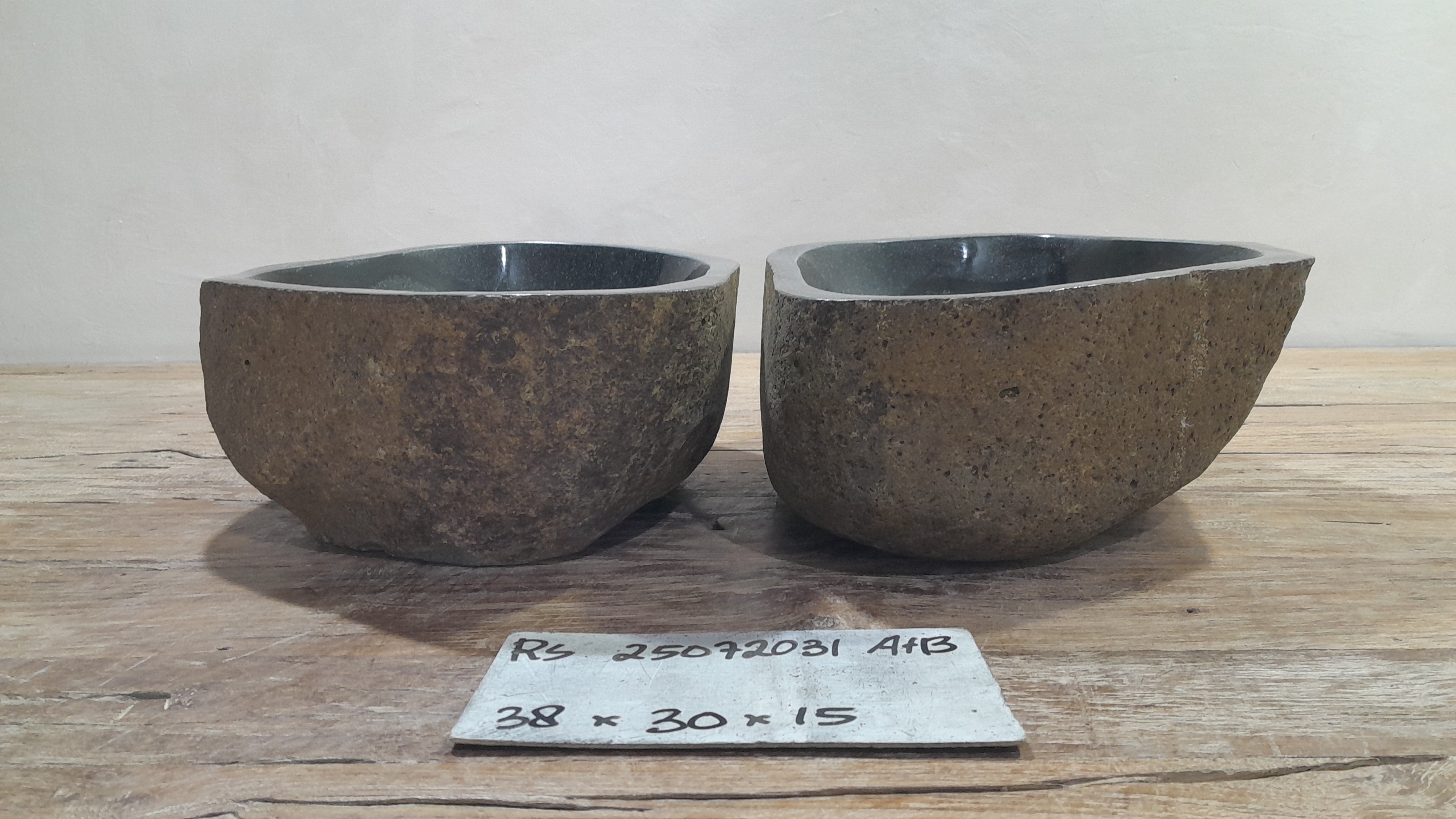 Handmade Natural Oval River Stone  Bathroom Basin TWIN SETS A & B RS 25072031