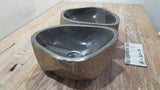 Handmade Natural Oval River Stone  Bathroom Basin TWIN SETS A & B RS 25072031
