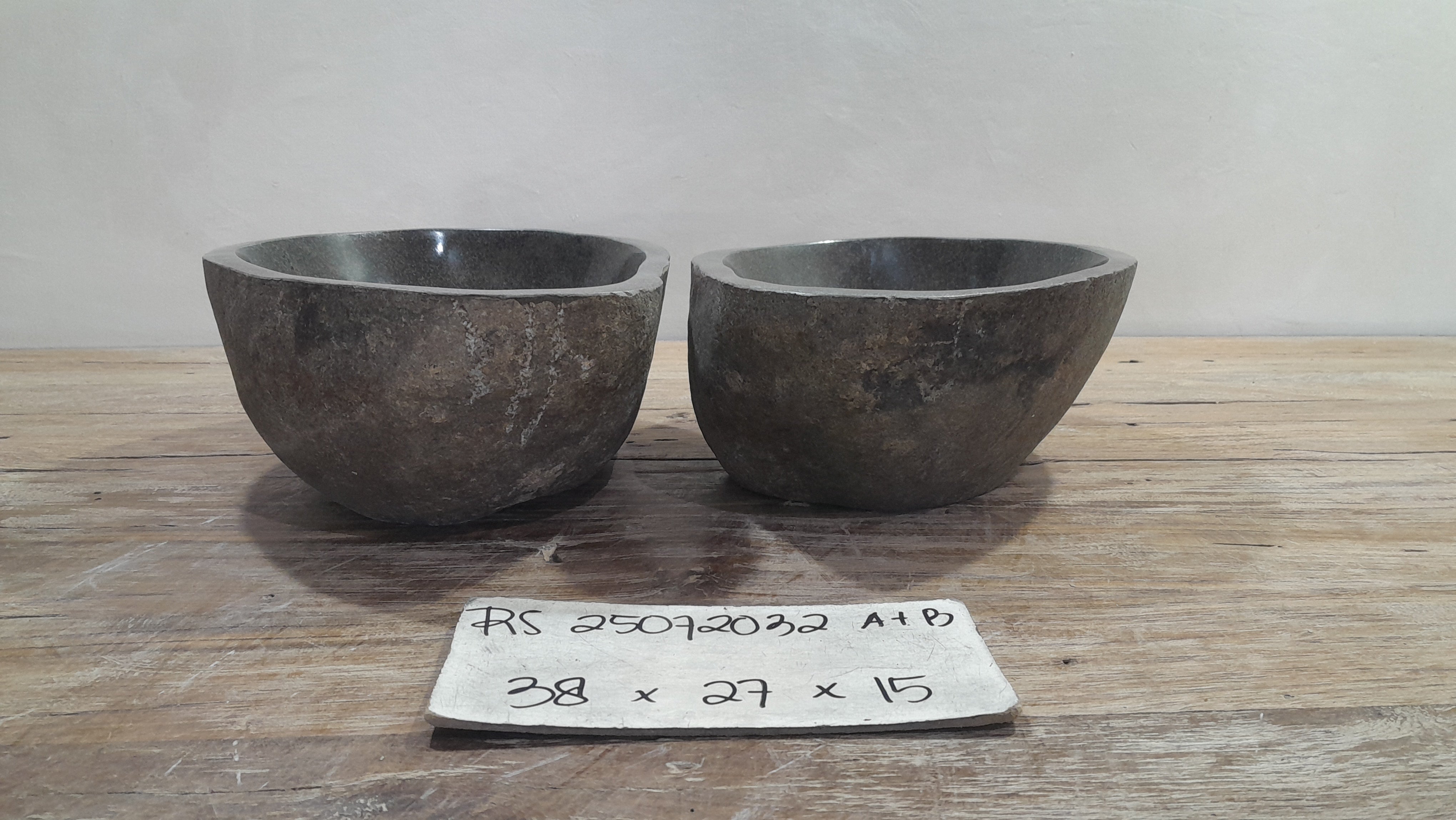 Handmade Natural Oval River Stone  Bathroom Basin TWIN SETS A & B RS 25072032