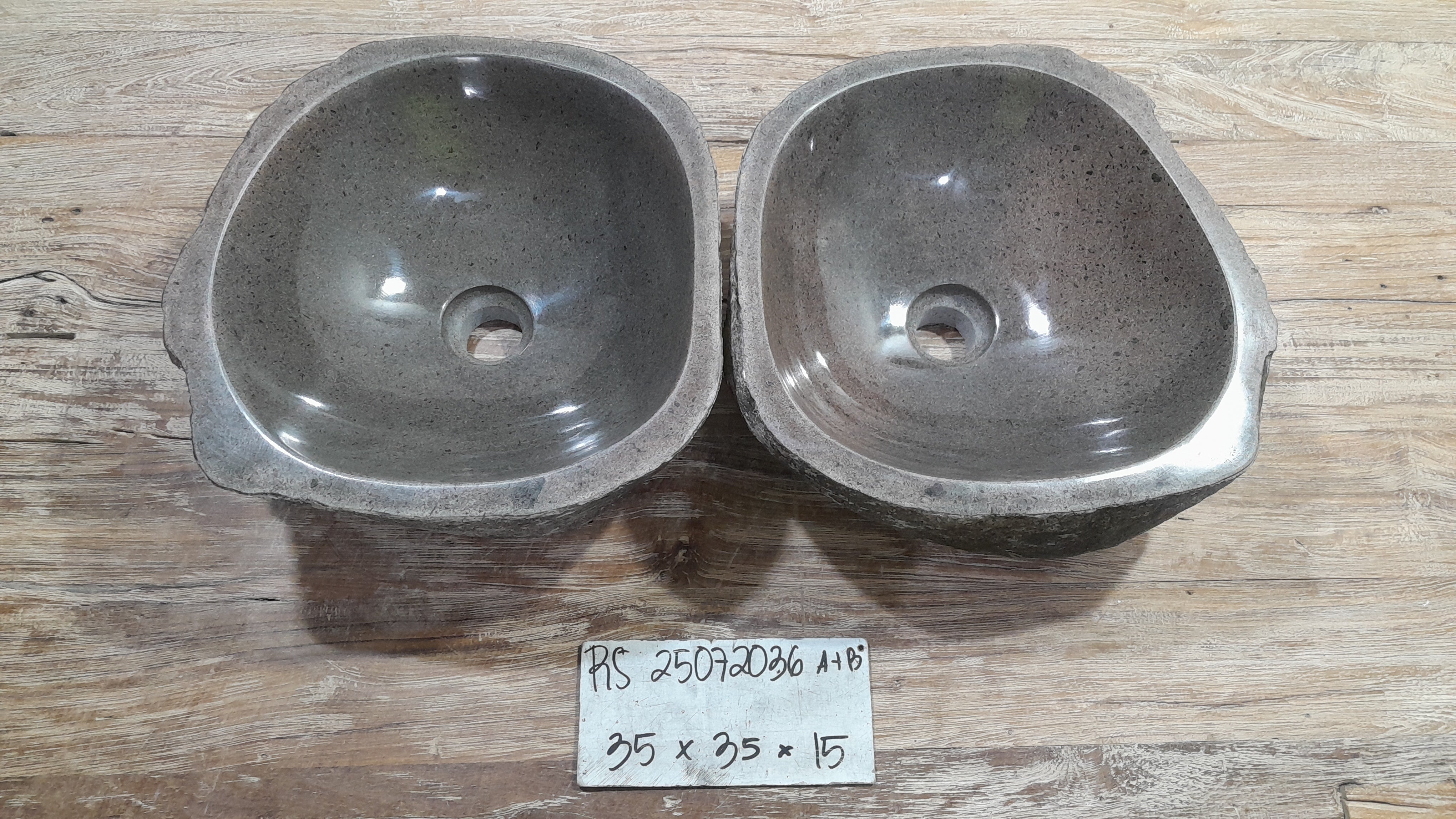 Handmade Natural Oval River Stone  Bathroom Basin TWIN SETS A & B RS 25072036