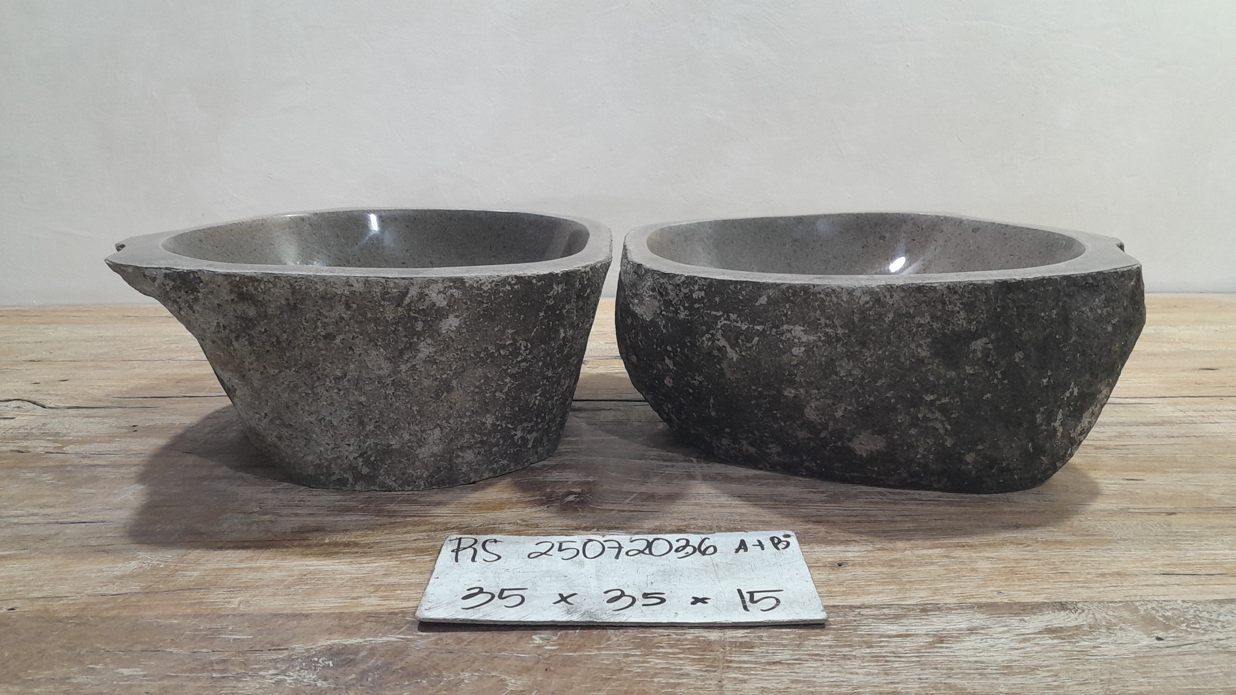 Handmade Natural Oval River Stone  Bathroom Basin TWIN SETS A & B RS 25072036