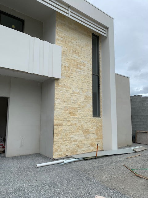 Natural Stacked Stone Feature Wall Cladding Panels - Golden Mushroom