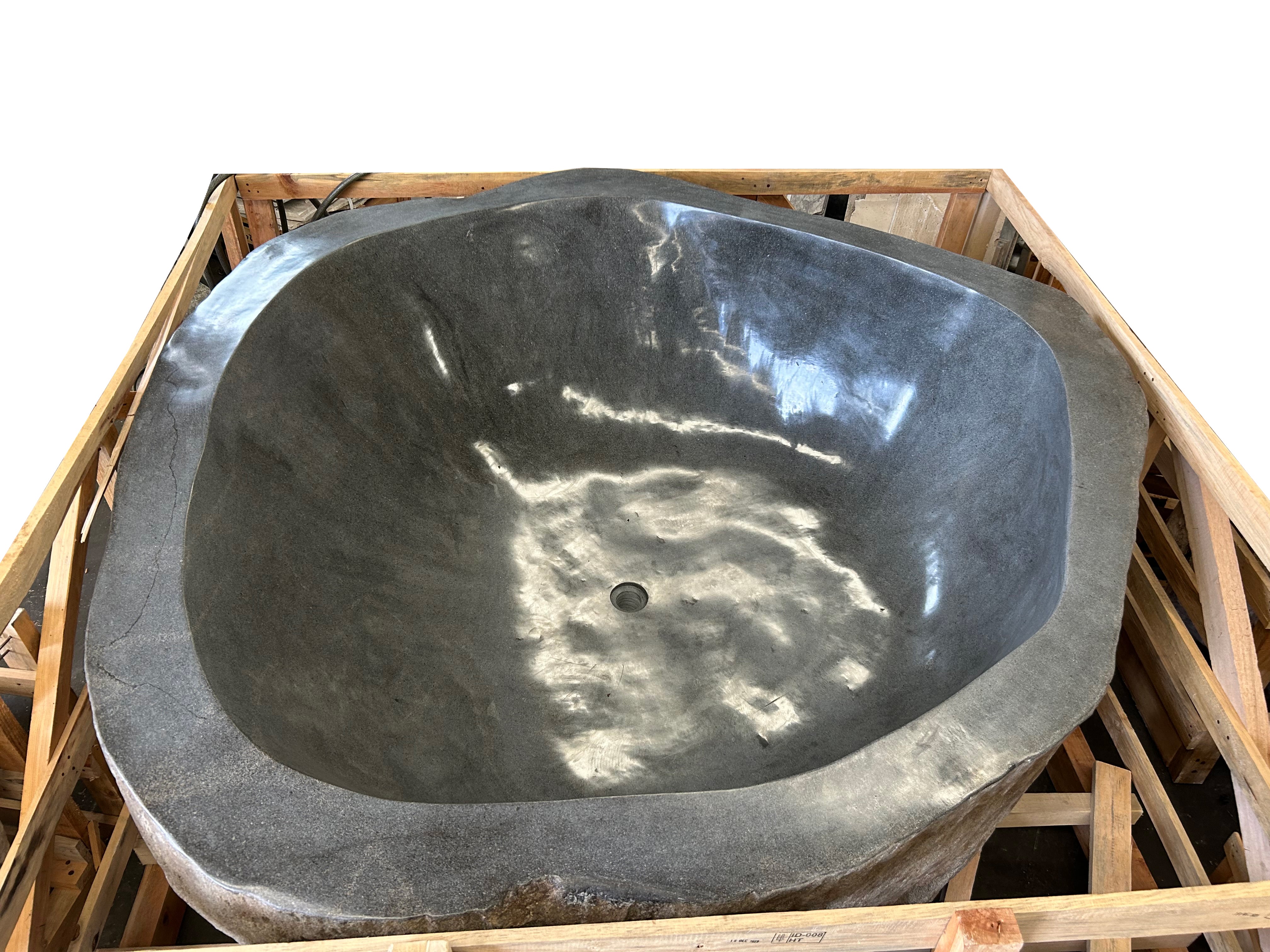 Hand Chiseled Double Size Riverstone Bath - 166 x 169 x 52 cm