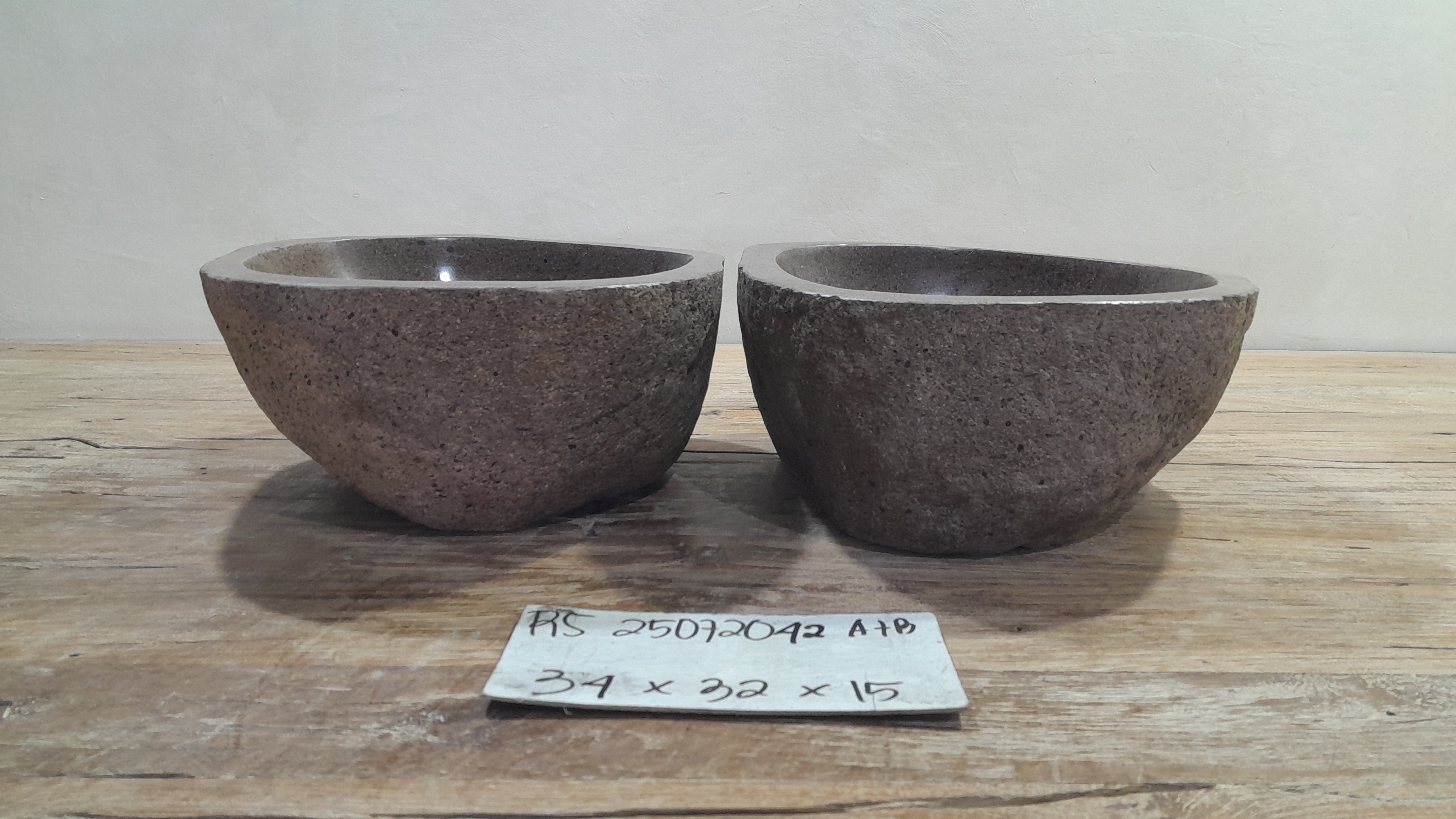 Handmade Natural Oval River Stone  Bathroom Basin TWIN SETS A & B RS 25072042