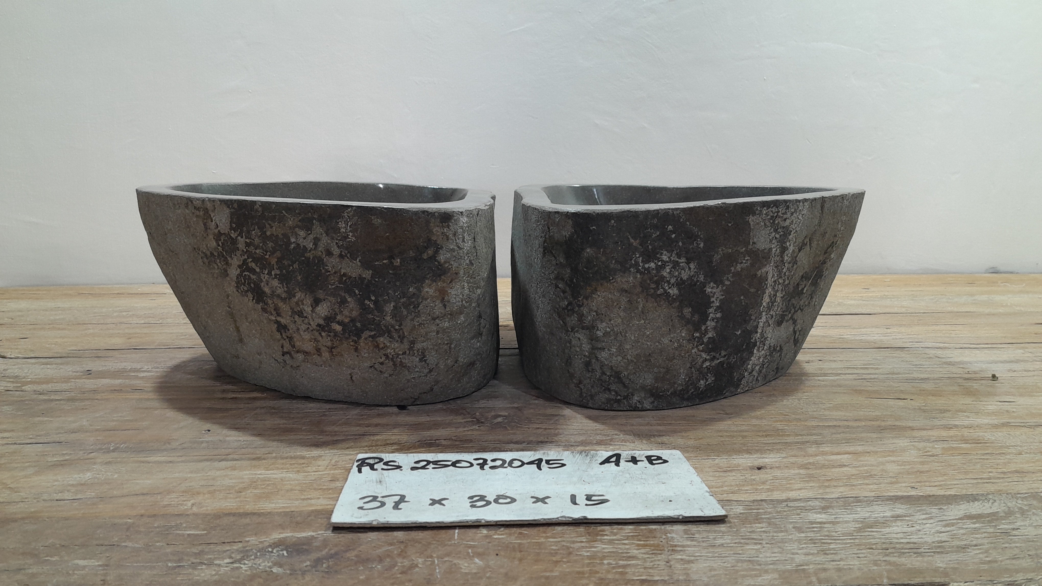 Handmade Natural Oval River Stone  Bathroom Basin TWIN SETS A & B RS 25072045