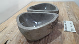 Handmade Natural Oval River Stone  Bathroom Basin TWIN SETS A & B RS 25072045