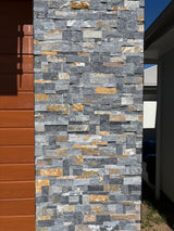 Natural Stacked Stone Wall Cladding Panels - Rusty Black Montage