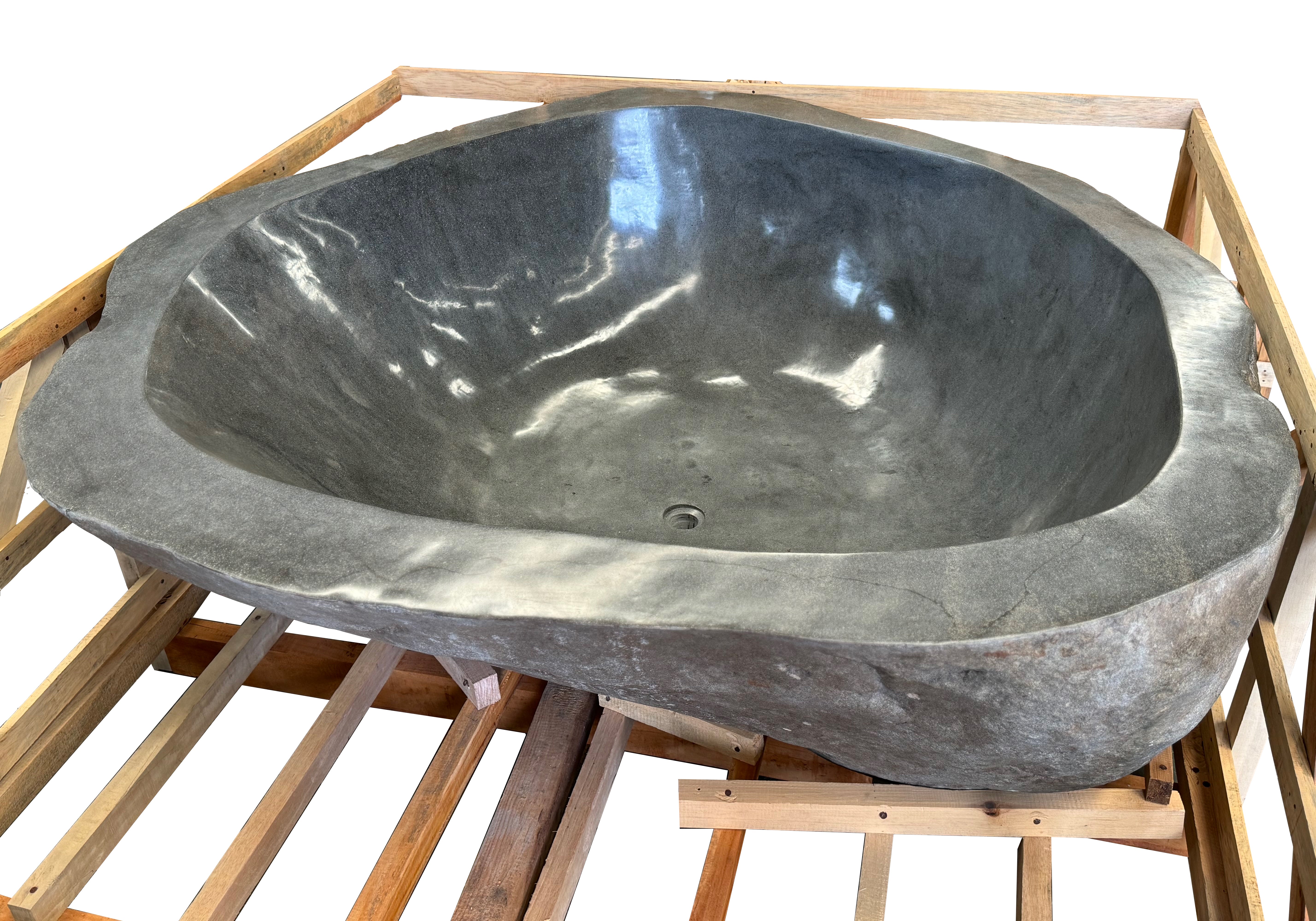 Hand Chiseled Double Size Riverstone Bath - 166 x 169 x 52 cm