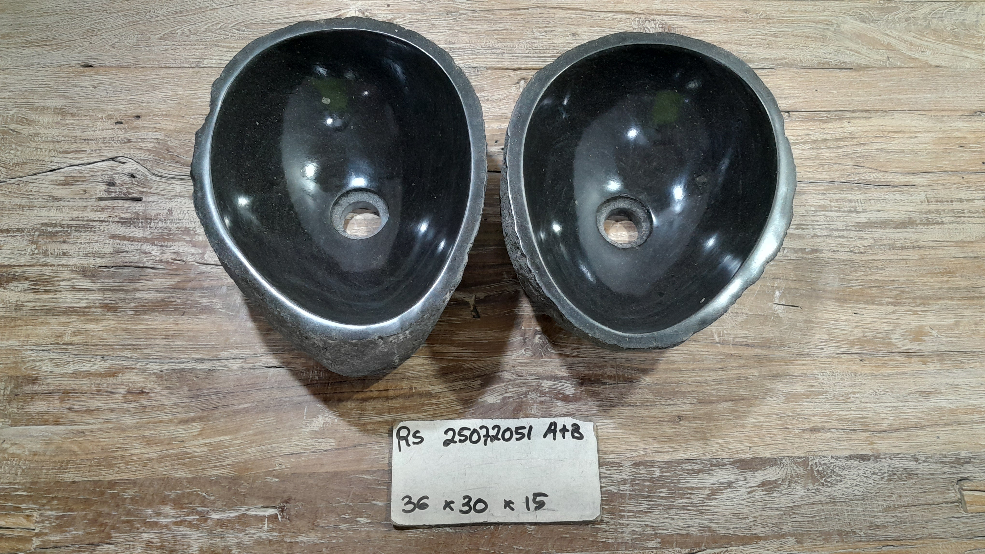 Handmade Natural Oval River Stone  Bathroom Basin TWIN SETS A & B RS 25072051